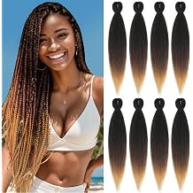Pre-Stretched Braiding Hair - 30 Inch Ombre Hair Extension Braiding Hair Pre-Stretched Professional Synthetic Fiber Crochet Hair Hot Water Setting Soft Yaki Texture 30 , T1B/30/27-8P