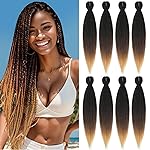DIFUNEE Pre-stretched Braiding Hair - 30 Inch 8 Packs 3 Tones Ombre Brown Braiding Hair For Twist or Box Braids, Yaki Texture Hot Water Setting Long Braiding Hair 30 Inch, 1B/30/27-8P)