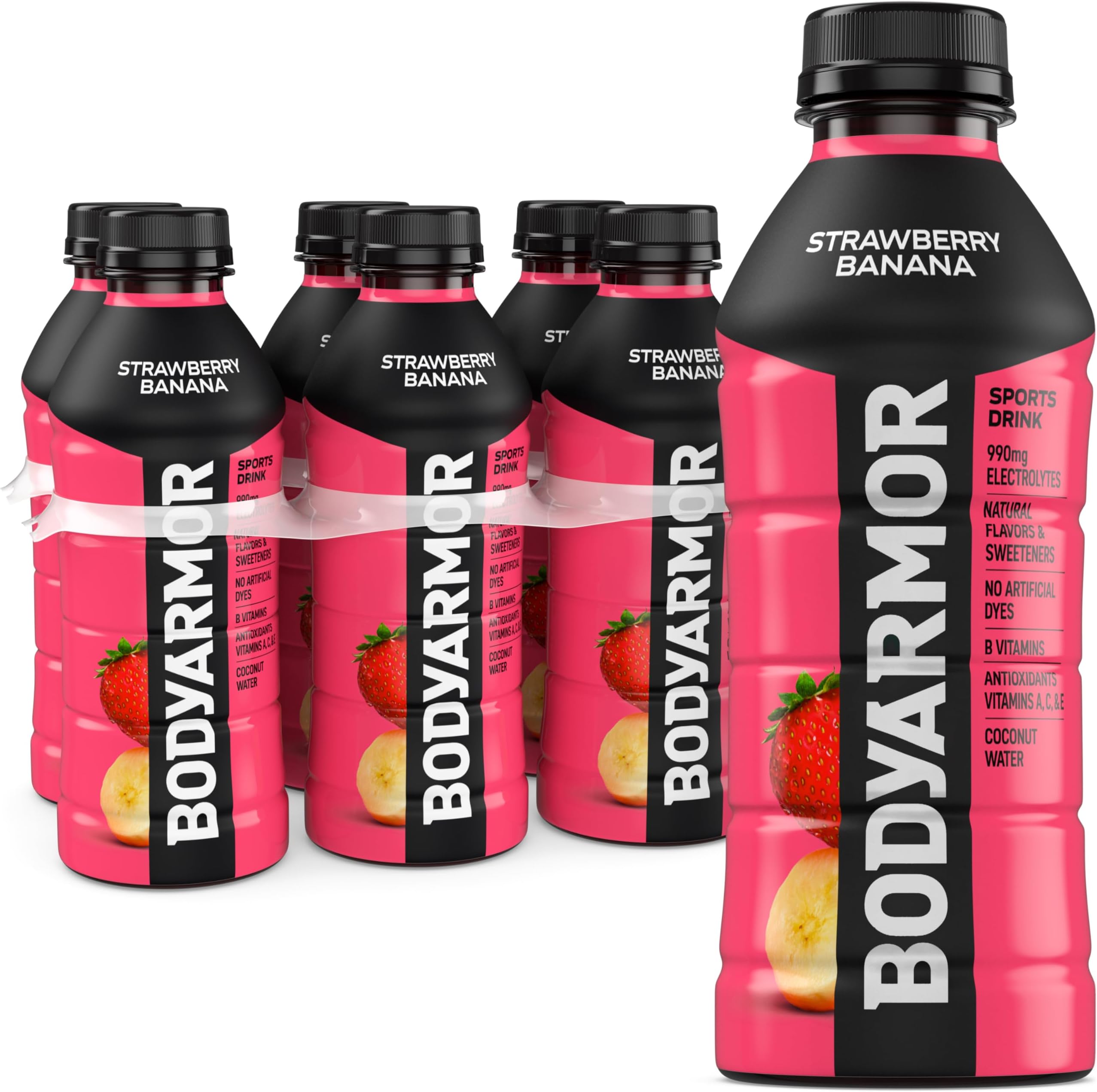 BODYARMOR Sports Drink Sports Beverage, Strawberry Banana, Natural Flavors With Vitamins, Potassium-Packed Electrolytes, Perfect For Athletes, 20 Fl Oz (Pack of 6)