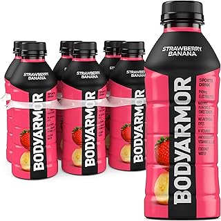 BODYARMOR Sports Drink, Strawberry Banana, Electrolyte Drink Hydration, 20 Fl Oz Bottles (6 Pack), Flavored Coconut Water with B Vitamins & Antioxidants