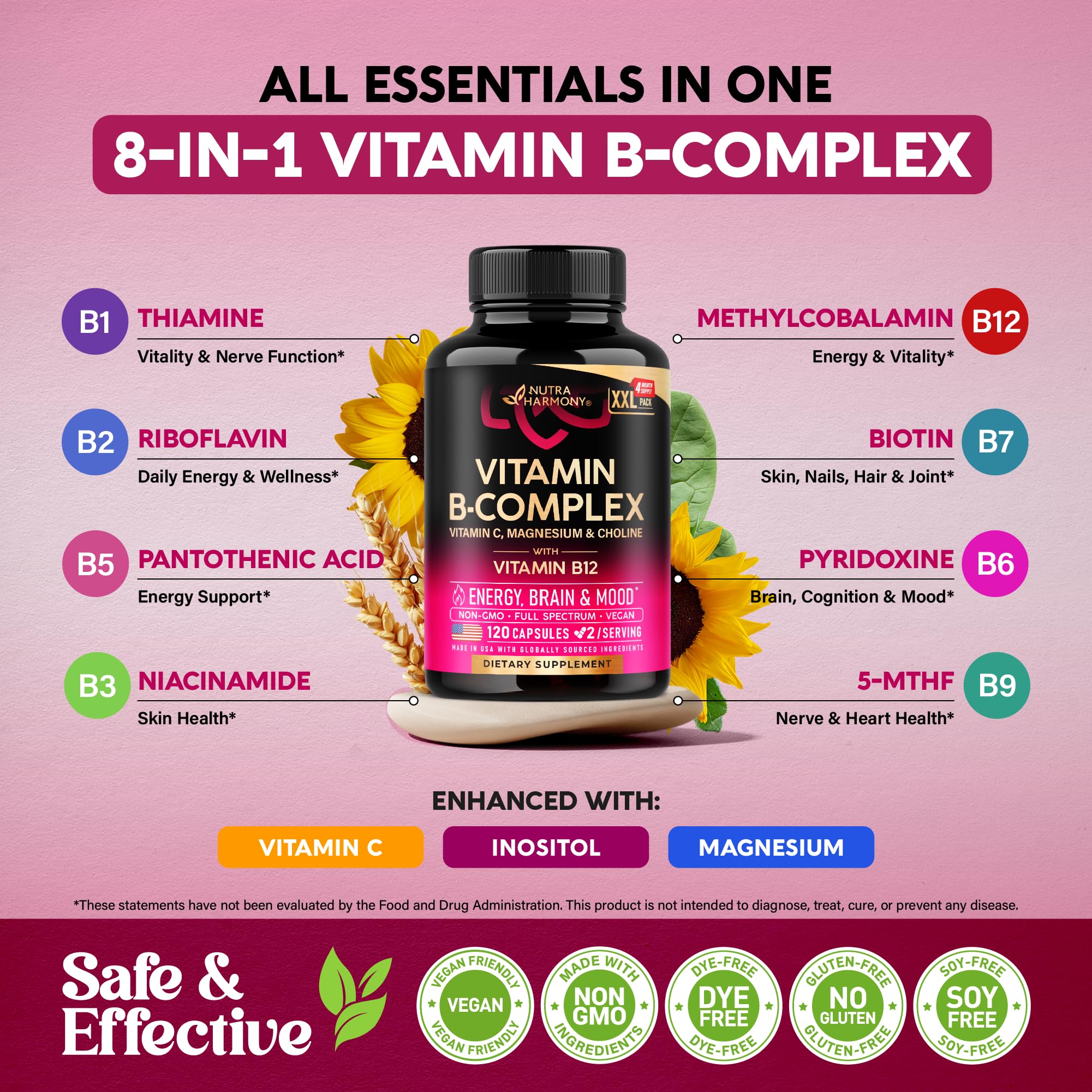 Vitamin B Complex for Women & Men - Methylated B-Complex & Vit B12, 120caps — Amazon image 7