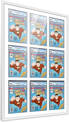 Miniatura 221 de Poster Palooza Marco de cómic con paspartú para 2 cómics CGC, CBCS o PGX Graded Comics – Marco de cómic negro para cómics de 8.125 x 13 pulgadas