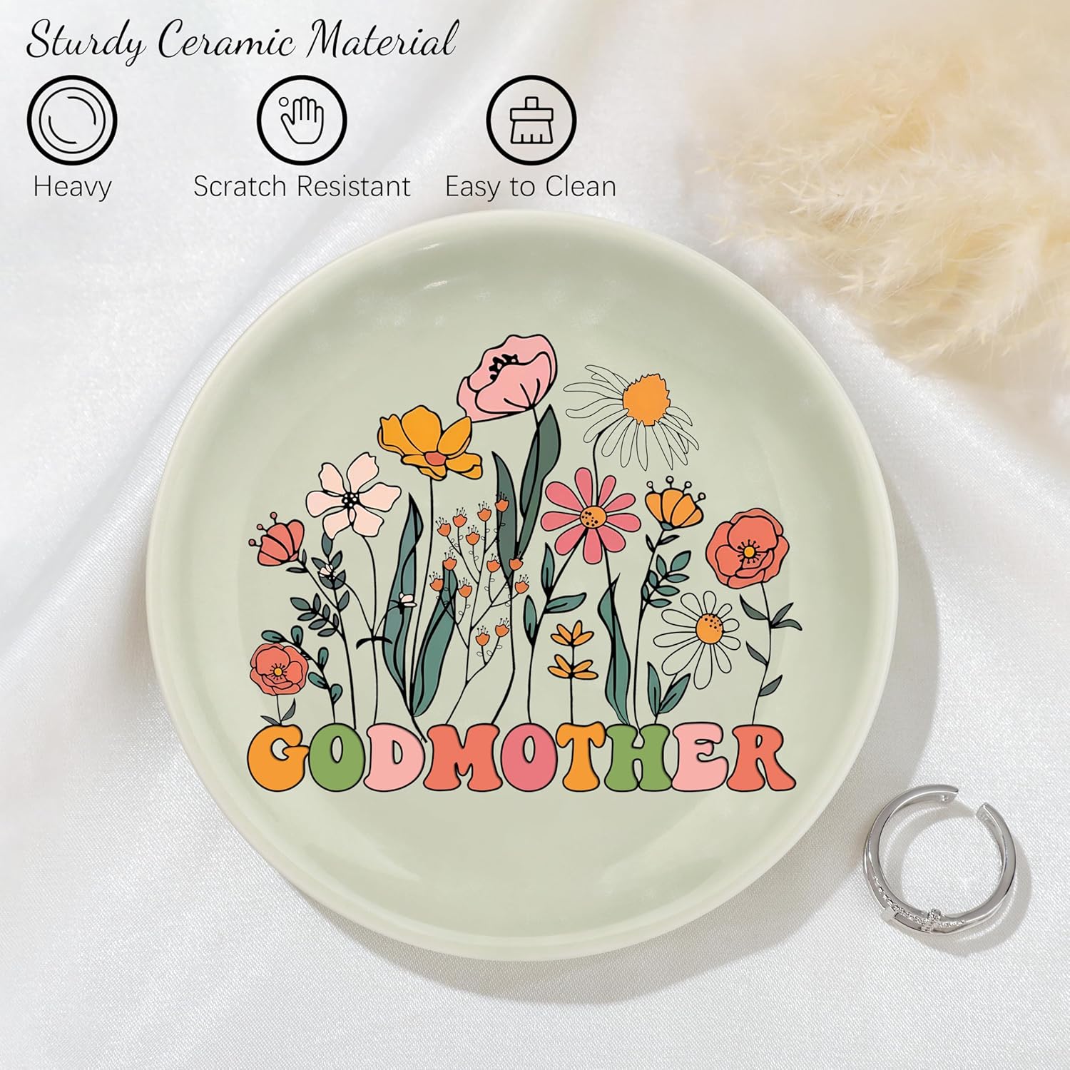 JoycuFF Godmother Proposal Gift Gifts Will You Be My Godmother Ceramic Trinket Jewelry Dish Gifts for Birthday Christmas - Image 6