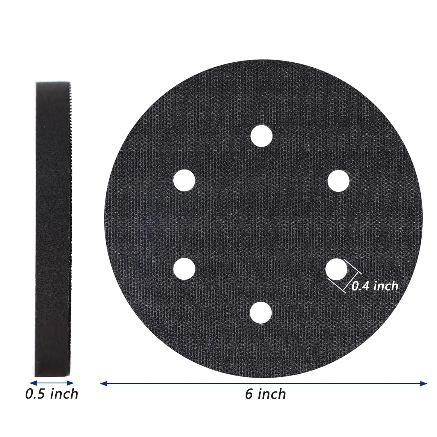 5 Pack Interface Pads, 6 Inch 6 Holes Hook and Loop Soft Density Sponge Cushion Buffer Backing Pad, Foam Sanding Interface Pads for Orbital Sander Automotive Woodworking Polishing
