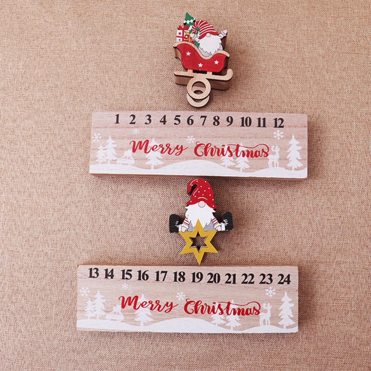 BESPORTBLE 5 Pezzi Calendario Dell’avvento in Legno per Natale,