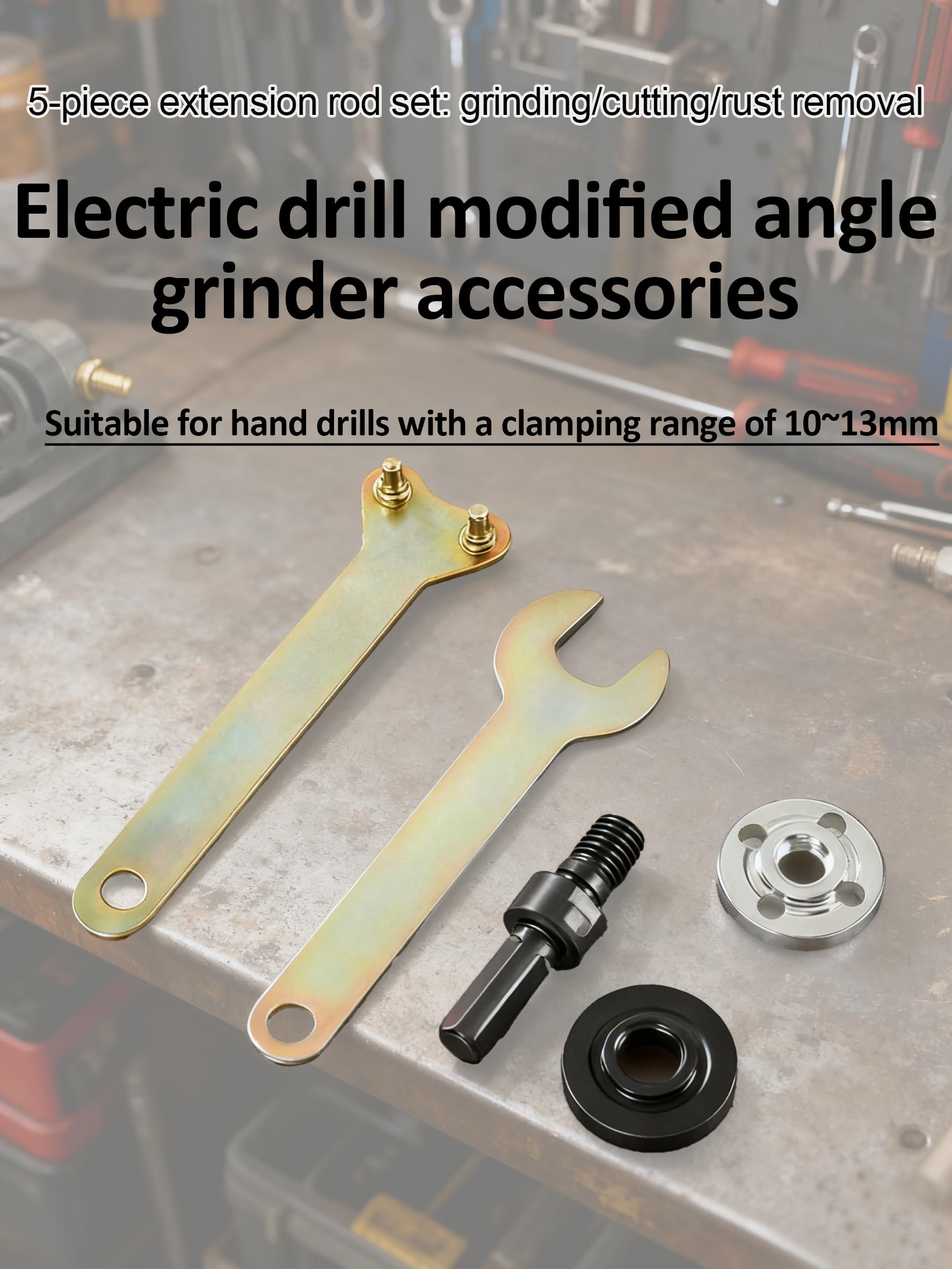 Electric Drill Angle Grinder Connecting Rod Set, Angle Grinder Tool Drill Arbor Mandrel Adaptor with Replacement Grinders Flange Nuts, Flange Nuts and Spanner Wrench for 10 to 13 mm (2 Set) — Amazon image 4
