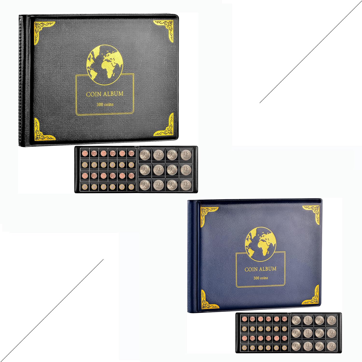 Coin Collection Supplies Holder Book for Collectors and Aptbyte Battery Organizer Storage Holder Box Case with Tester Bundle