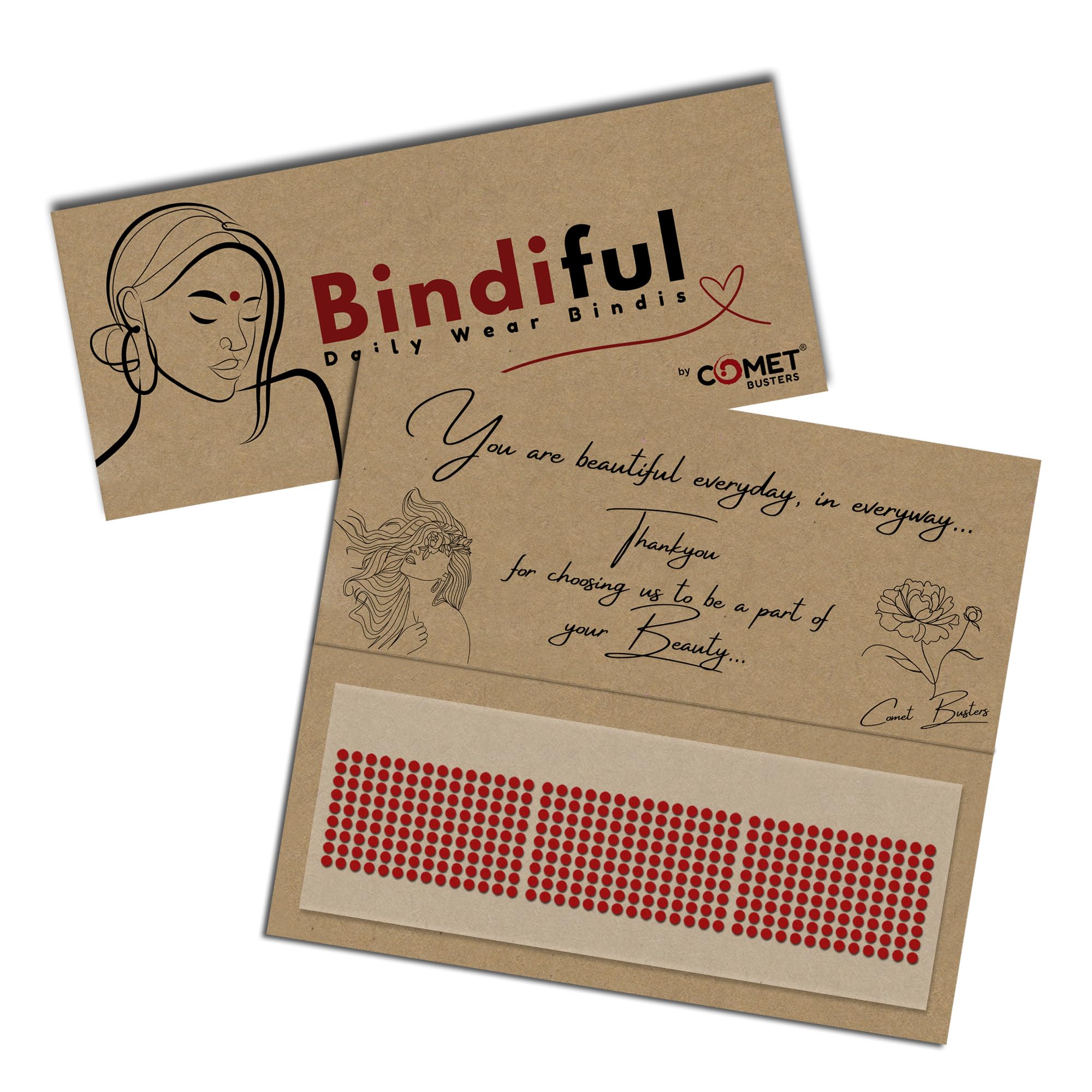 Comet Busters® Bindiful Bindis – Red Round Dot Bindis – Reusable – Pack of 378 – 2mm Small Size – Forehead Stickers for Women & Girls (OBF207MOQ)-image-17