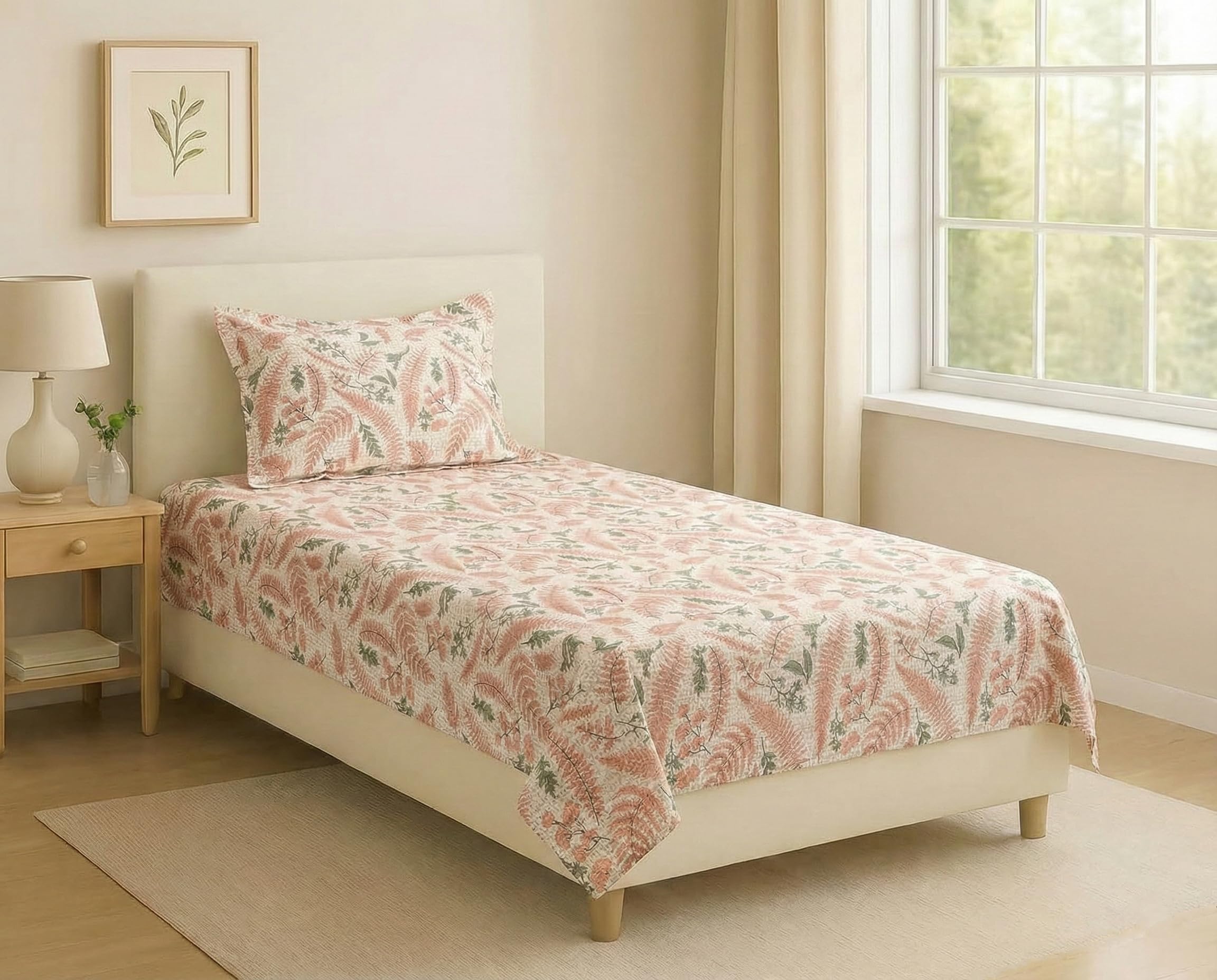 Trance Home Linen King Size Bedsheet - Ferns Paradise Blue -11 Trance Home Linen King Size Bedsheet - Ferns Paradise Blue -11