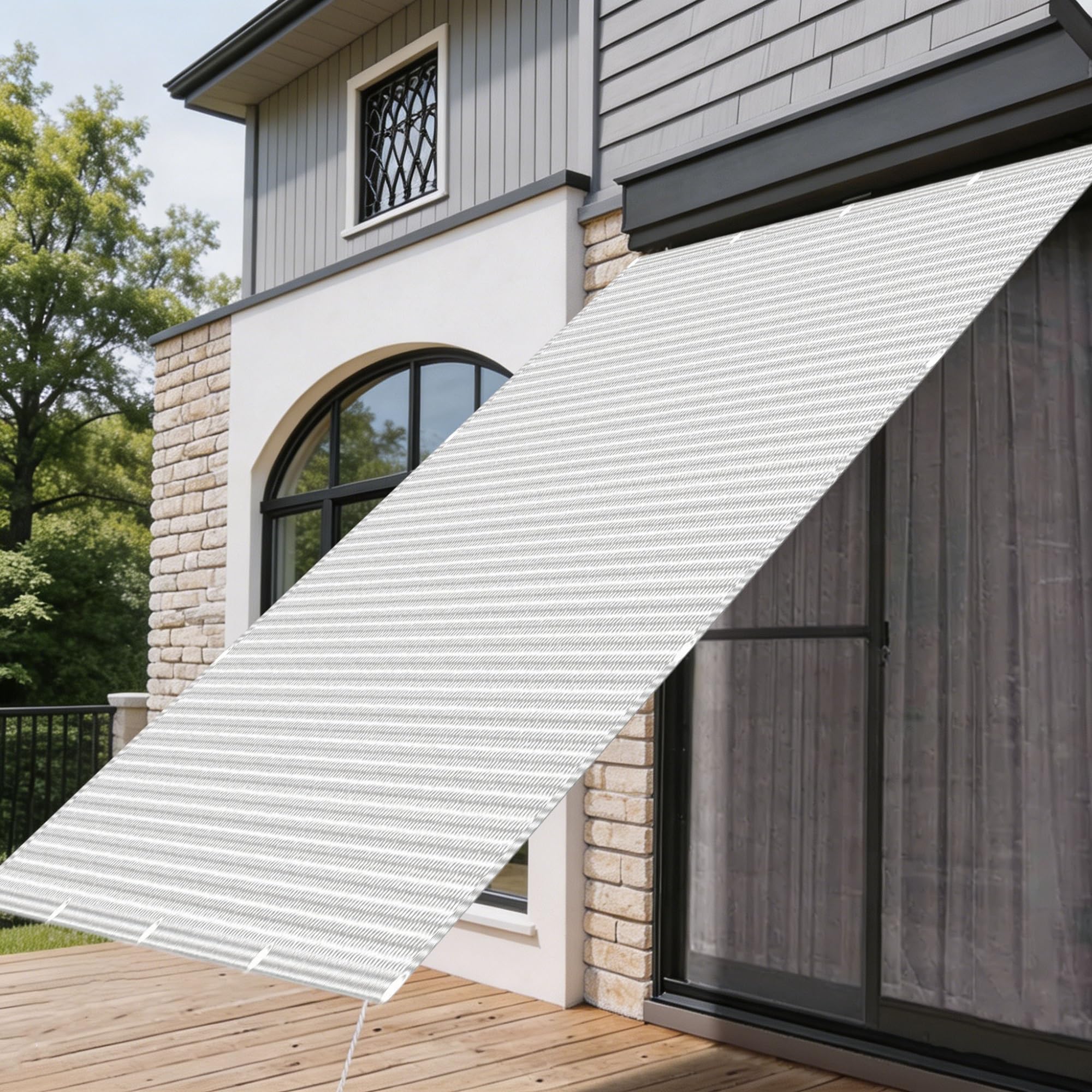 Voile d'ombrage pour jardin et terrasse salon extérieur frais d'été toile blanche 2.5x4.8m