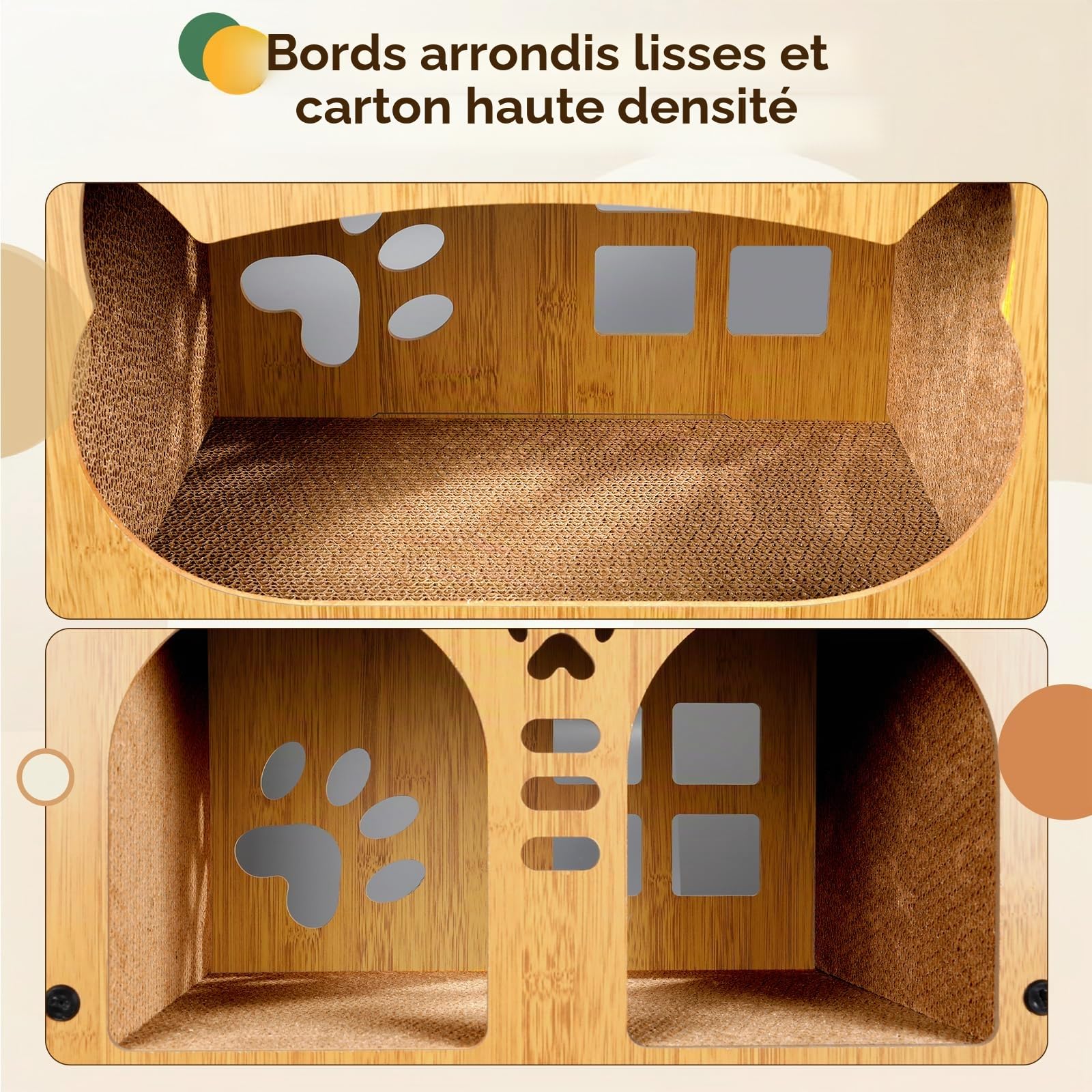 Gimars Griffoir pour Chat Double Couche, Grattoir Chat Carton XL 51 x 43 x 28,5 cm, Griffoir Chat Maison pour Griffer, Se Cacher et Se Reposer, Charge 20 kg, Montage requis (env. 37 vis)
