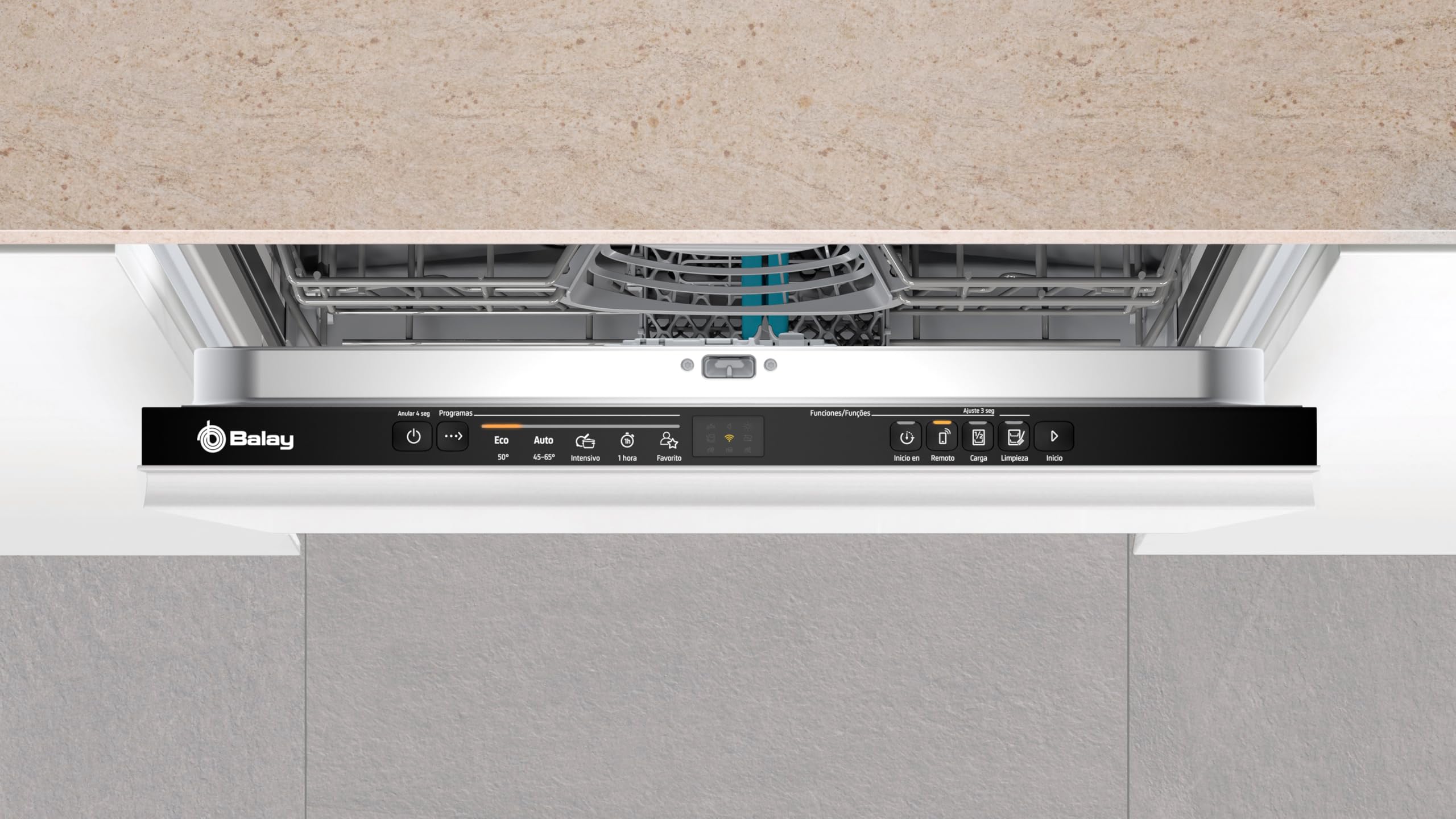 Balay Lavastoviglie Integrabile, 60 cm, Motore ExtraSilenzio, Programma Automatico, Grigio, 3VF5012NP
