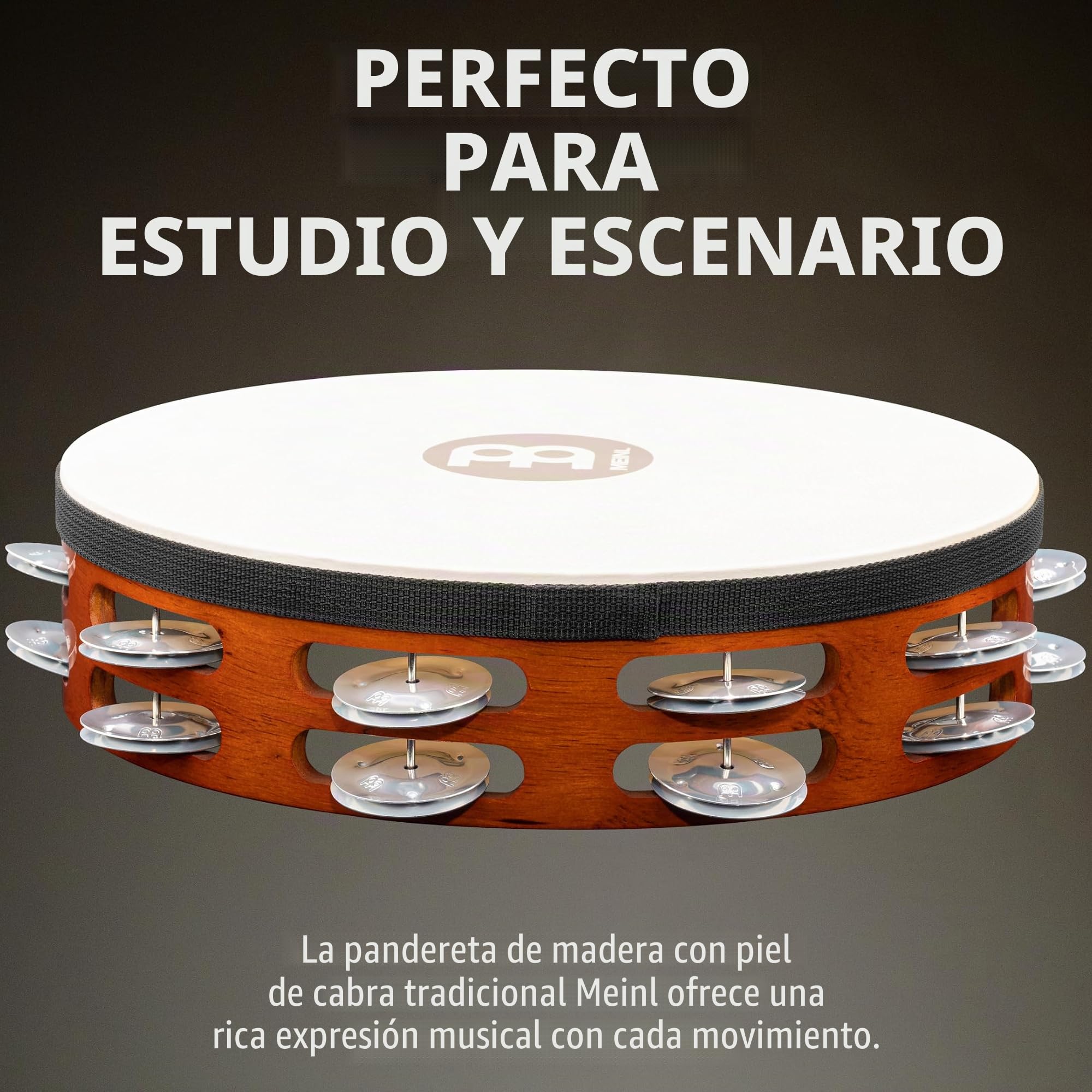 Meinl Percussion TAH2A-AB - Pandereta de aluminio y madera, piel de cabra, Doble fila