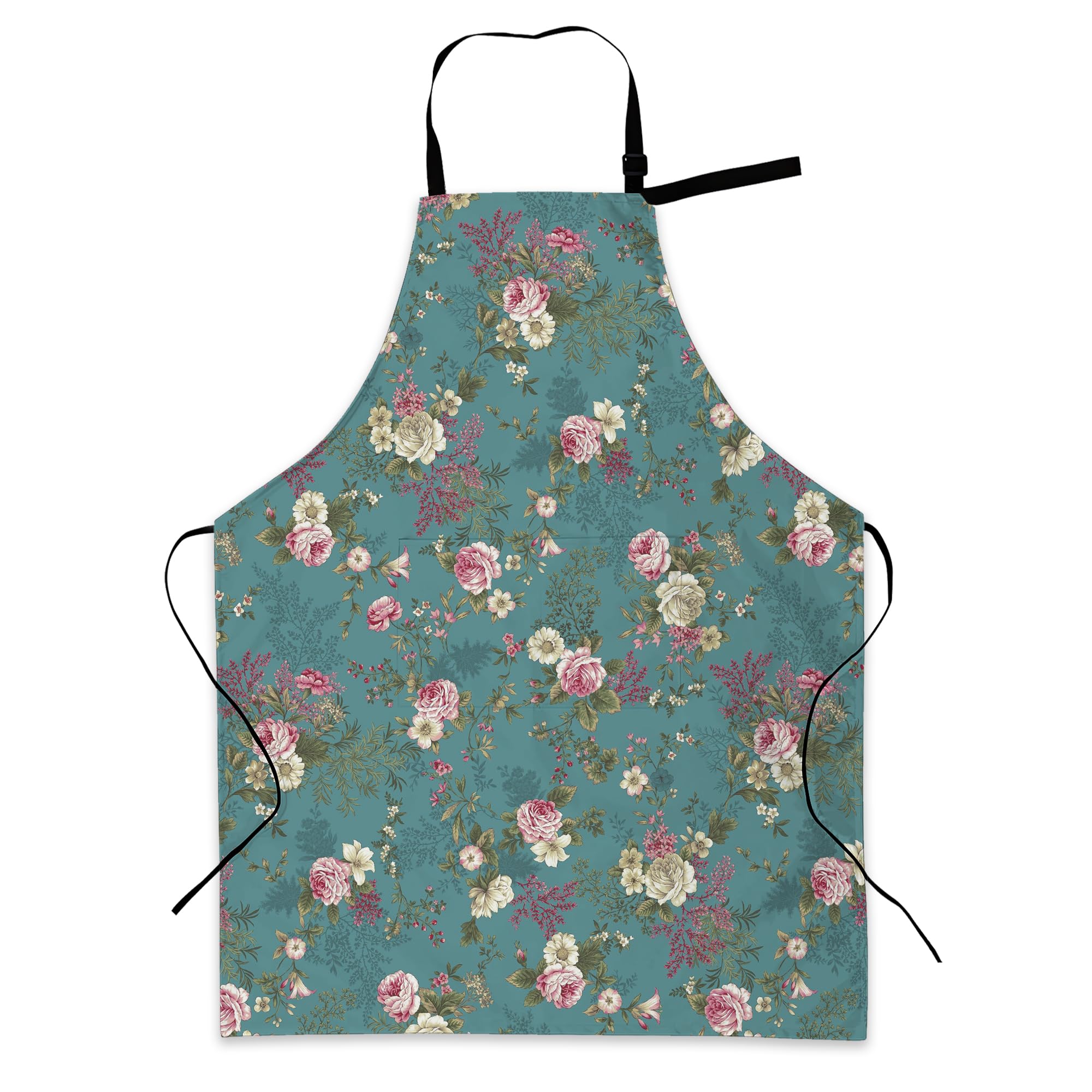 BILANGCE Aprons for Women Men, Durable Floral Chef Apron with Adjustable Neck Strap and 2 Pockets, for Cooking, Gardening, Home Kitchen, Restaurant