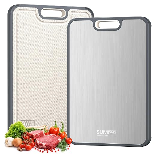 Titanium Cutting Board for Kitchen, Cutting Board Double Sided Food Grade, Pure Titanium/PP, Easy to Clean Large Size 16”×11”