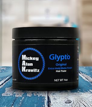 Glypto Blue the original concentrated extra hold sculpting hair paste, matte finish, water base, non comedogenic, wont clog pores
