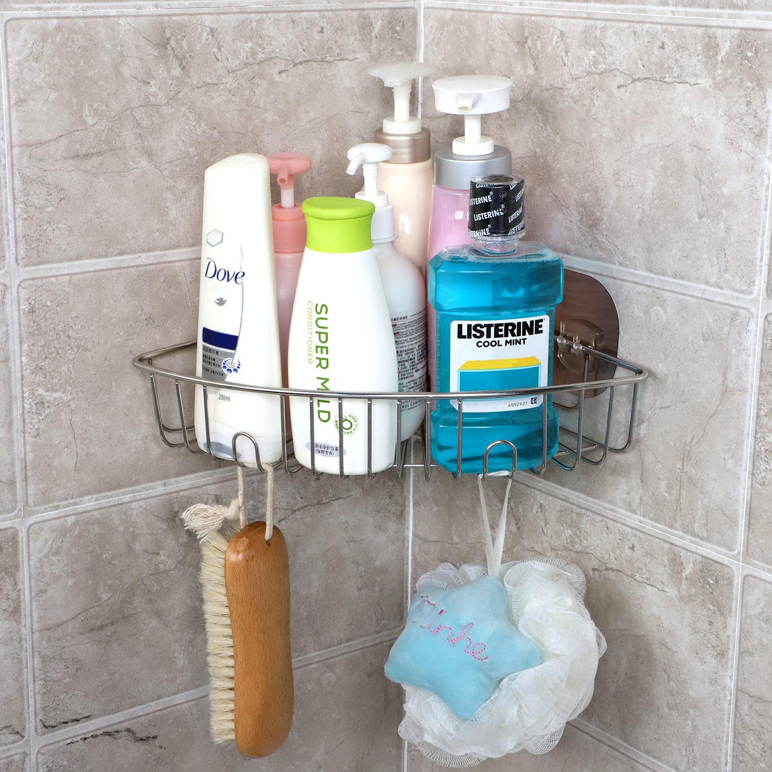 HOKIPO ® Magic Sticker Series NO Drill Stainless Steel Chrome Wall Mounted Bathroom and Kitchen Corner Shelf (Model - AR3463, Silver) (B08SHN9G86) Amazon Price History, Amazon Price Tracker