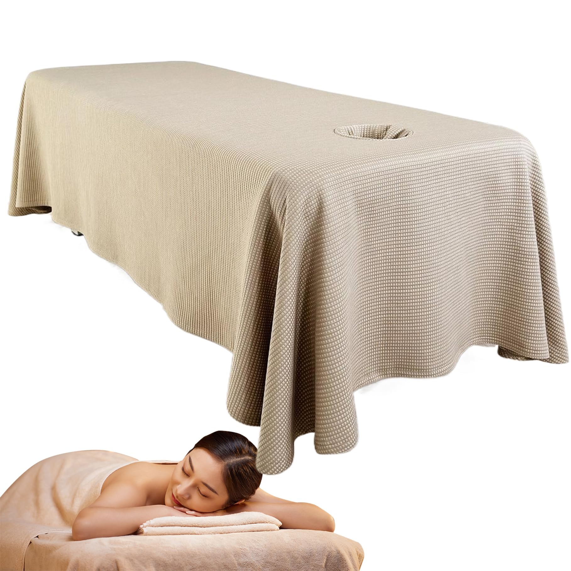 Jupe de table de massage respirante avec trou de visage, couverture de lit de beauté réutilisable, couvercle de lit de spa pour salon, café