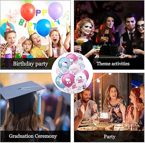 Miniatura 7 de 24 globos de dibujos animados de gato de 12 pulgadas encantadores globos temáticos para fiestas infantiles, decoraciones de celebraciones especiales