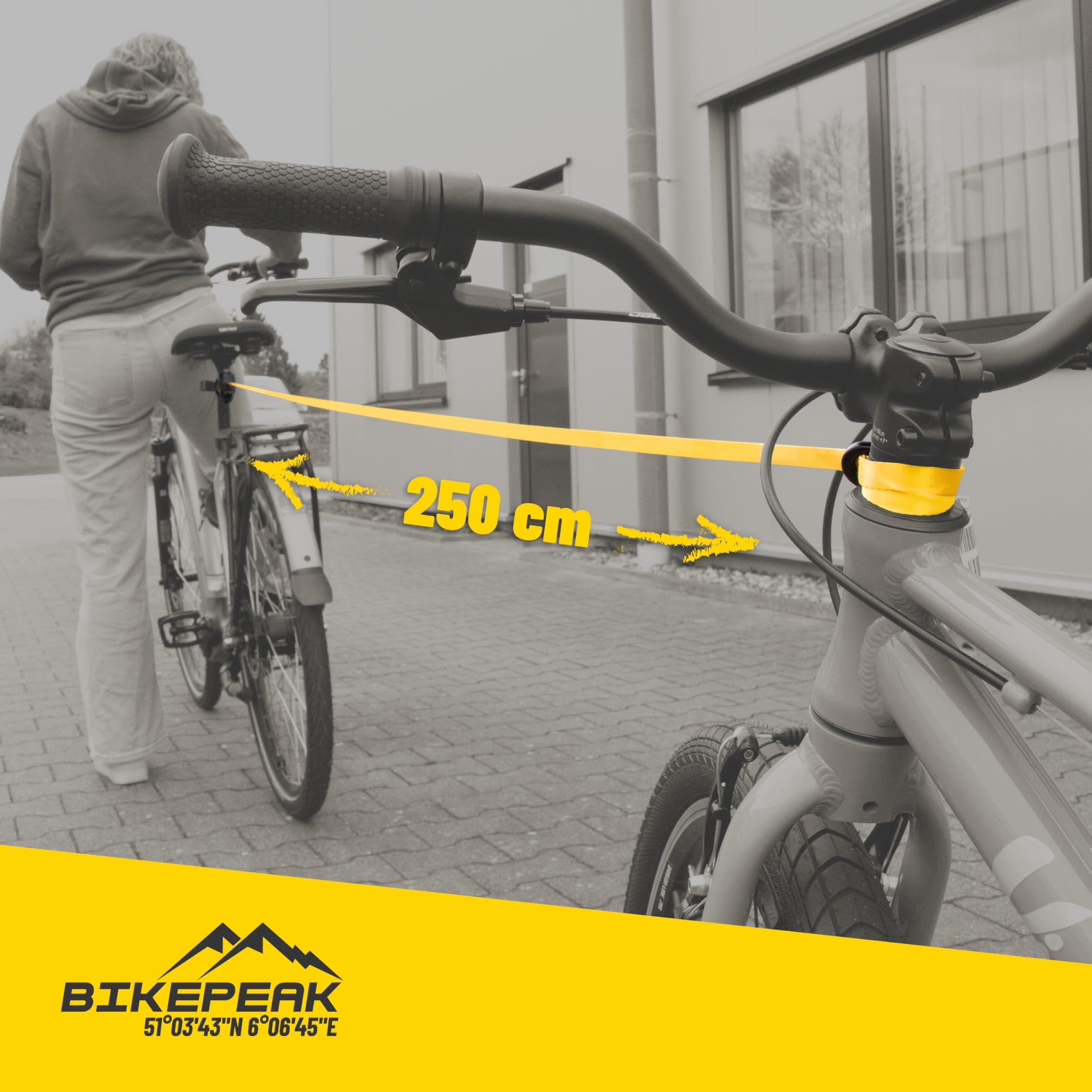Cavo di traino per bicicletta 250 cm - Cavo per bambini, adulti e e-bike