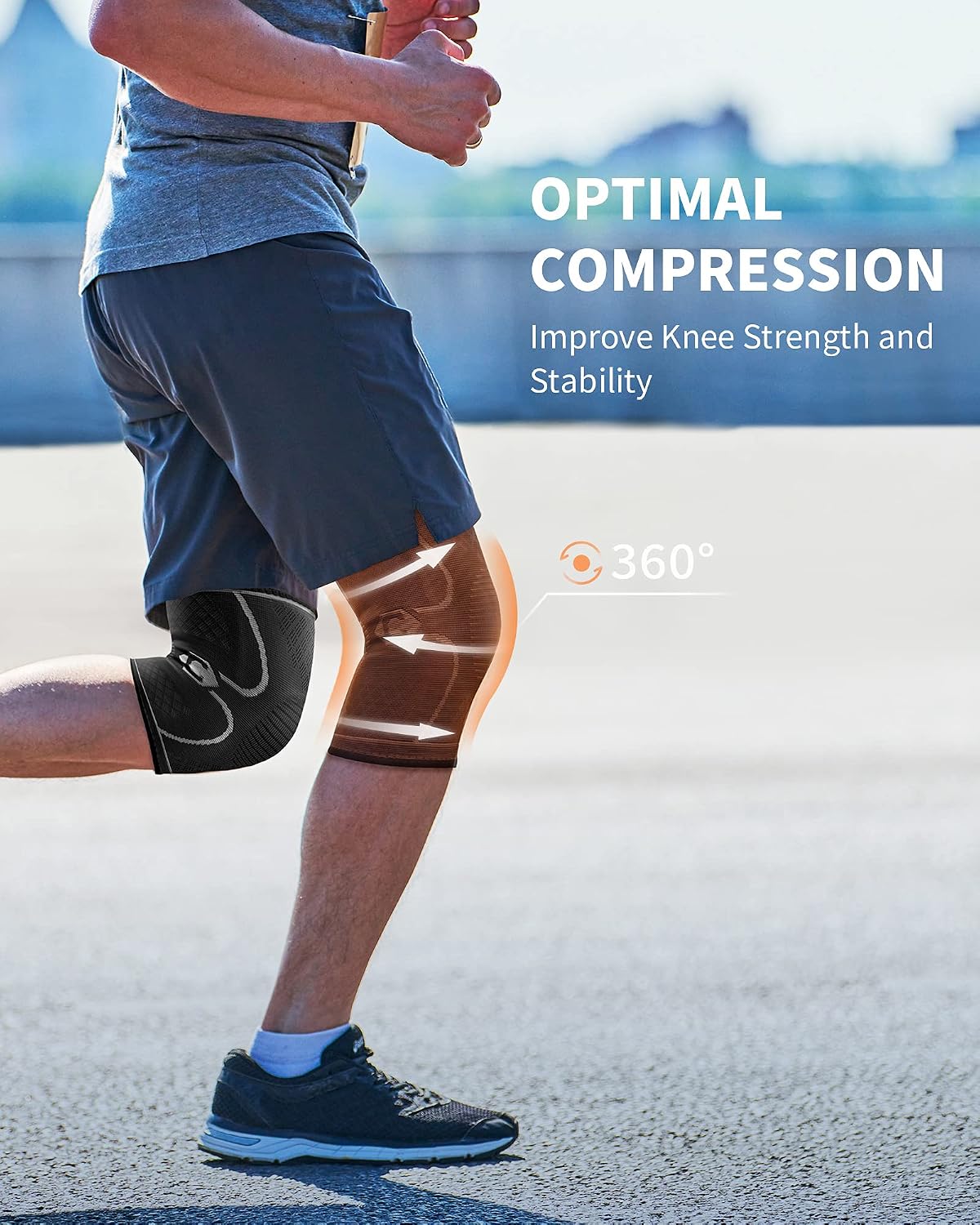 CAMBIVO 2 Pack Knee Brace, Knee Compression Sleeve for Men and Women, Knee Support for Running, Workout, Gym, Hiking, Sports (Gray,XX-Large)