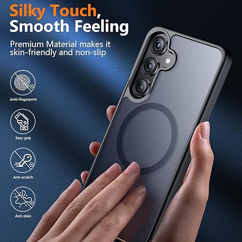 Miniatura 4 de teloxy Funda magnética para Samsung Galaxy S25 Plus, antihuellas, protección contra caídas de grado militar, a prueba de caídas, resistente,