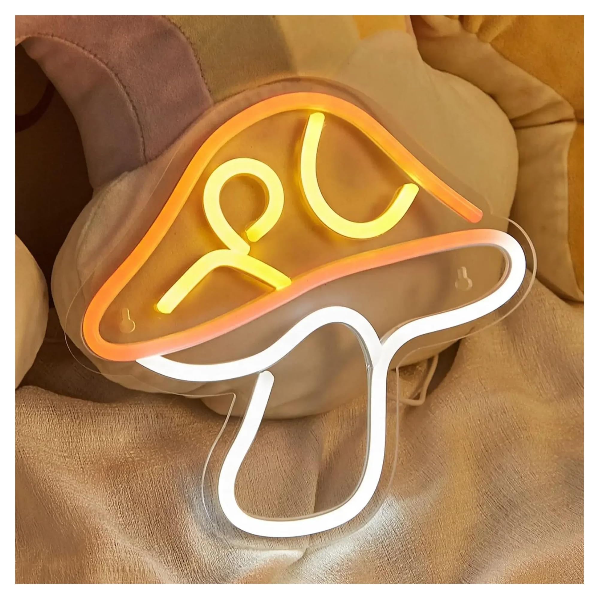 Lemst One Color Signs Lamp Mushroom Neon Sign Light Dimmable Usb Powered For Game Room Bedroom Man Cave Living Room Wall Art Decor 23Cmx22cm