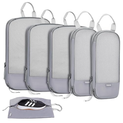 Voova Compression Packing Cubes for Travel, 6 Piece Set, Grey