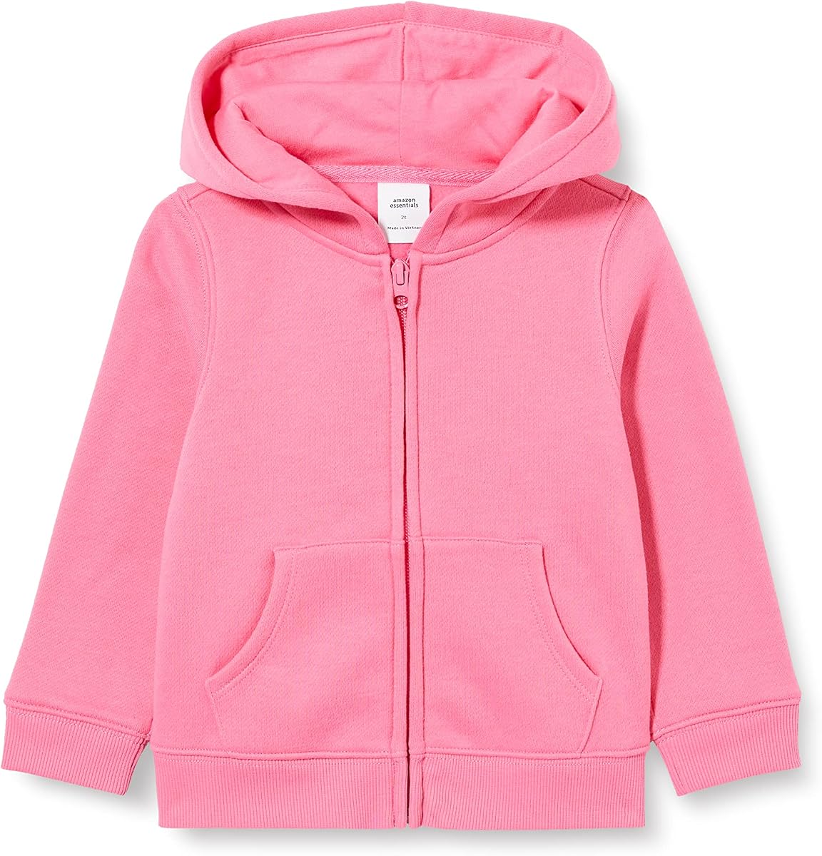 Amazon Essentials Girls and Toddlers' Fleece Zip-Up Hooded Sweatshirt with Lined Hood and Rib Knit Detail
