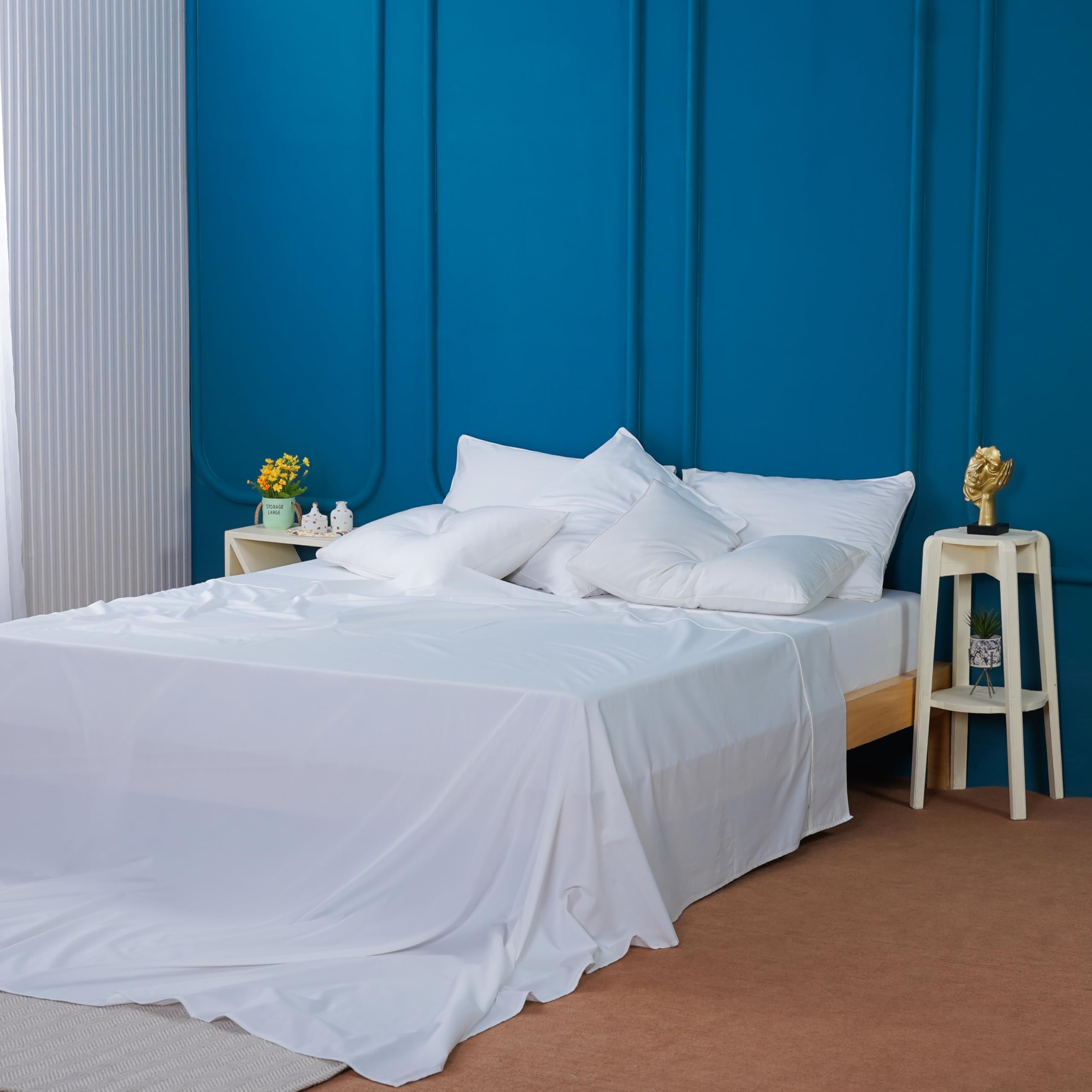 Sheet Story White Bamboo King Size Flat Sheet - 400 Thread Count - Hypoallergenic, Soft And Cooling Flat Bed Sheet King Size