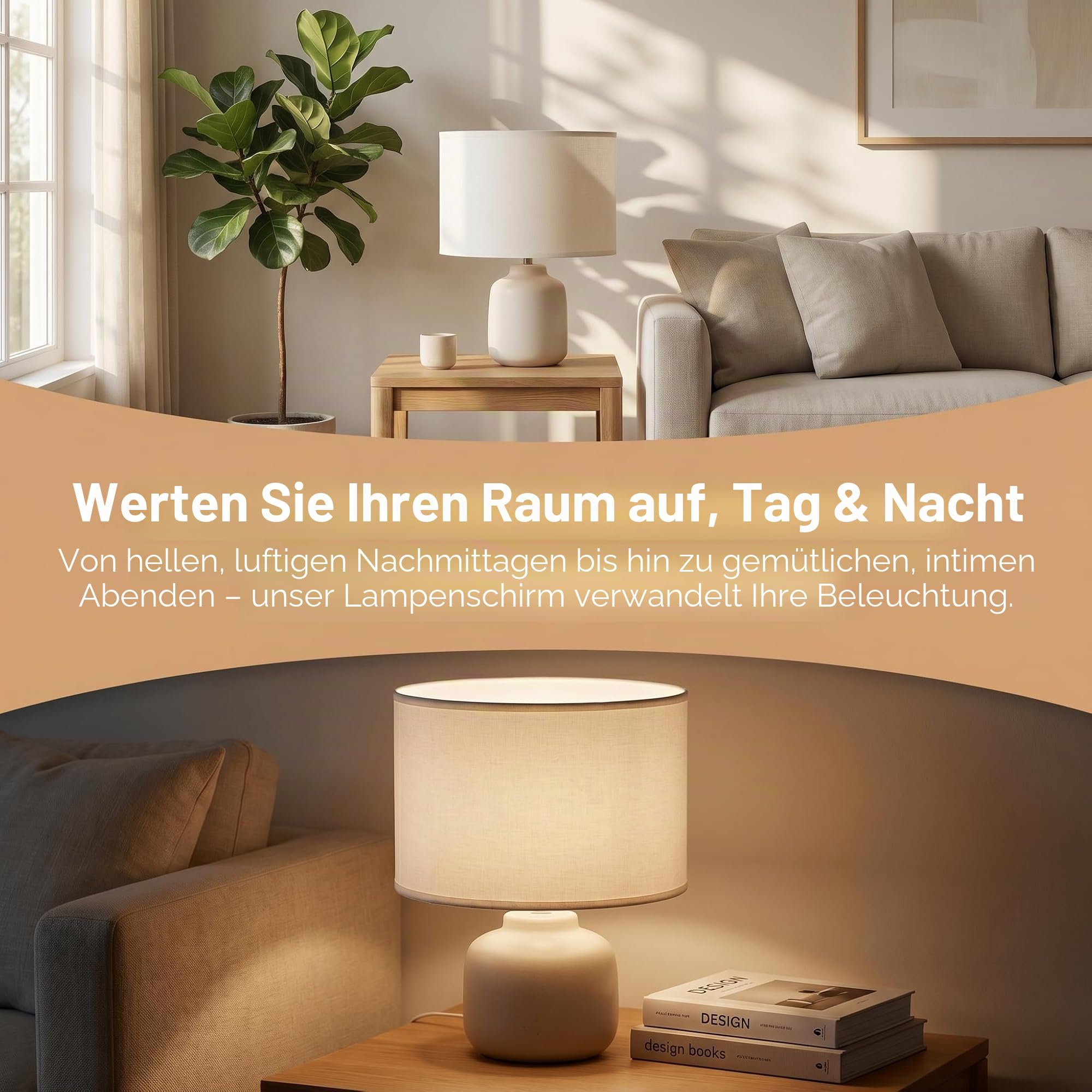 Stoff Lampenschirm, Beige lampenschirm für Tischlampe Wandlampe Nachttischlampe und Stehlampe, Naturleinen Hardcover Handgefertigt, lampenschirme mit Konverter für E27, E26,E14,11mm
