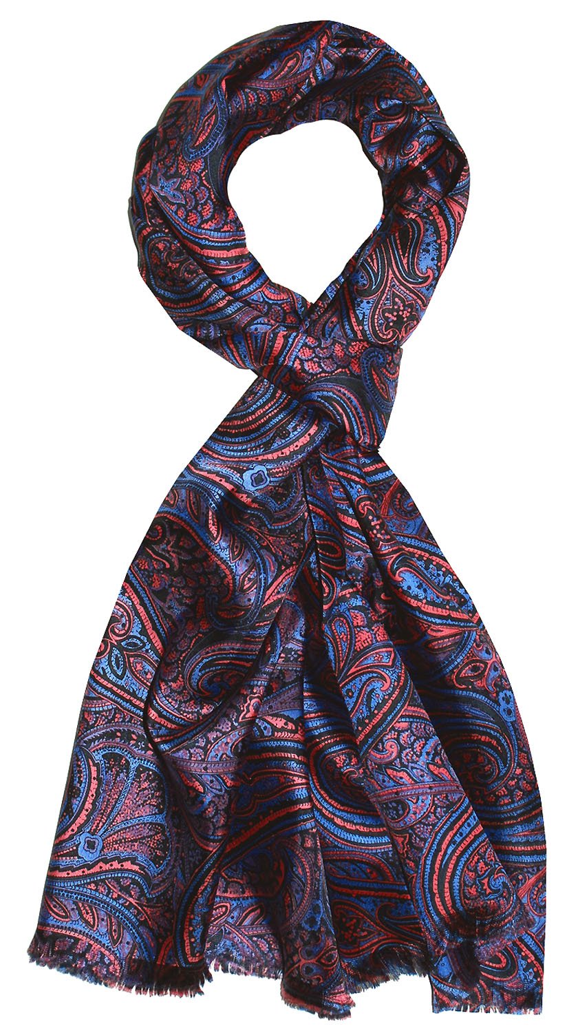 LORENZO CANA - Sciarpa da uomo “Luxus” (8913711), 100% seta, doppio velo, stampa con colori armonici, stile dandy, 30x160 cm