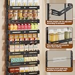 8-Tier Over The Door Pantry Organizer Pantry Organization and Storage with Adjustable Basket, Door Spice Rack for Kitchen, Bathroom (Black, 8-Tier (17.1"W x 5.7"D x 72.6"H))
