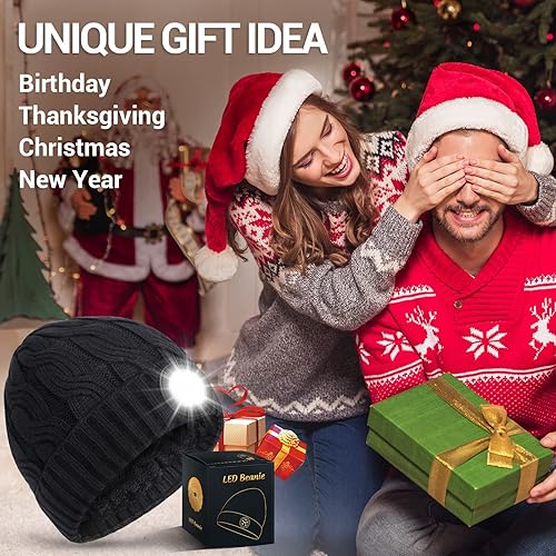 Miniatura 2 de HIGHEVER LED Beanie Hat with Lights, Stocking Stuffers for Men Christmas Birthday Gifts