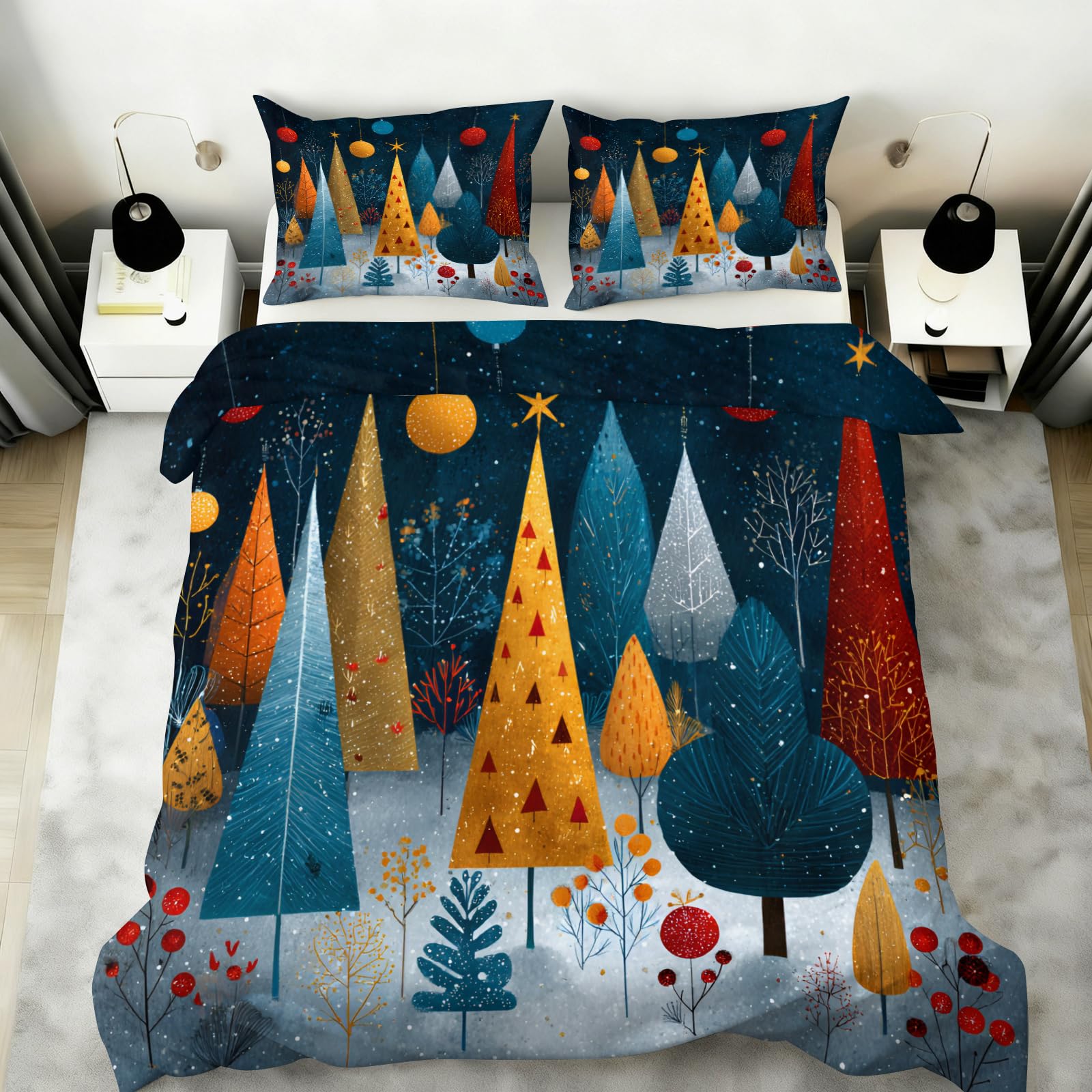 Parure de lit de Noël 305 x 249 cm : finie la couette qui glisse du grand lit