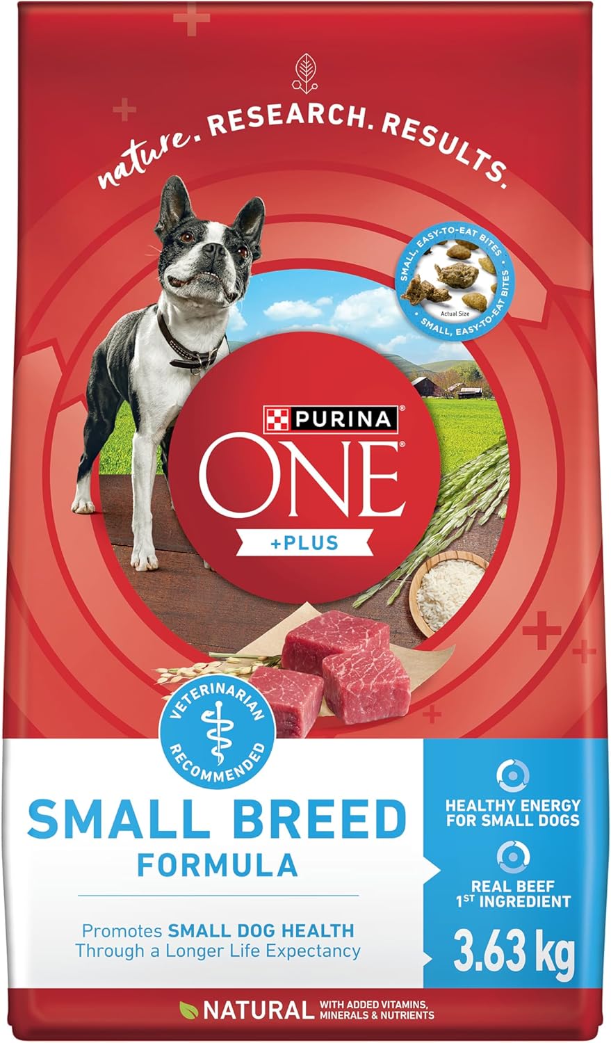 Purina ONE +Plus Small Breed Dry Dog Food with Beef – 3.63 kg Bag