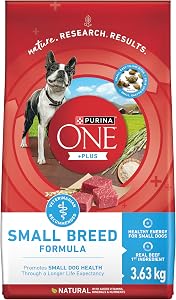 Purina ONE Nourriture Sèche pour Chien, +Plus Petite Race avec Bœuf - Sac de 3,63 kg (1 Paquet)