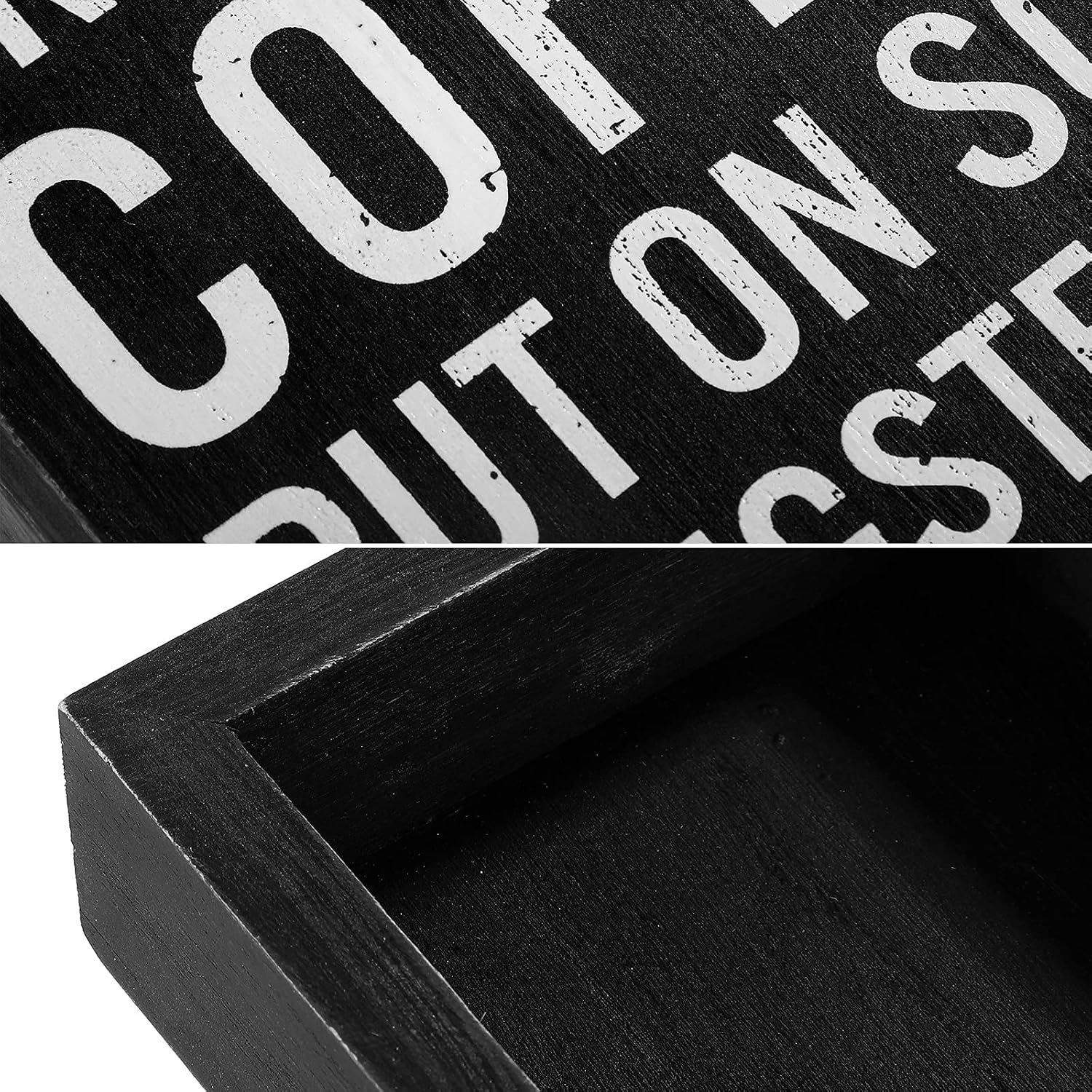 Blulu Coffee Wood Box Sign Kitchen Office Desk Decor 5.5x6 Inch,Black image 3
