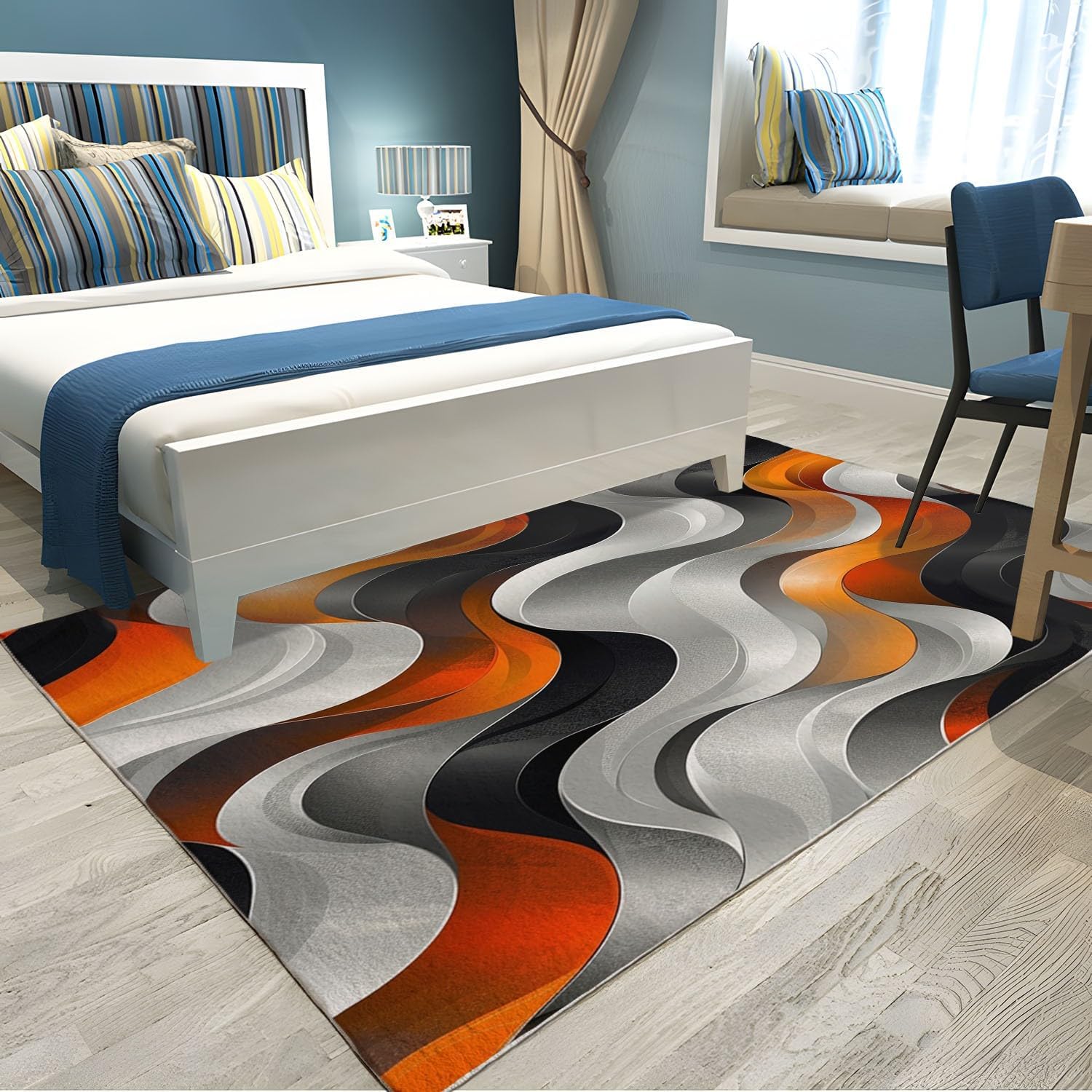Geometric Abstract Striped Colorful Rugs for Living Room Fluffy Rug Soft Flannel, Rug Floor Carpet with Durable Anti Slip Backing, Carpet Runners Ideal for Bedroom and Nursery 2 x 3 ft