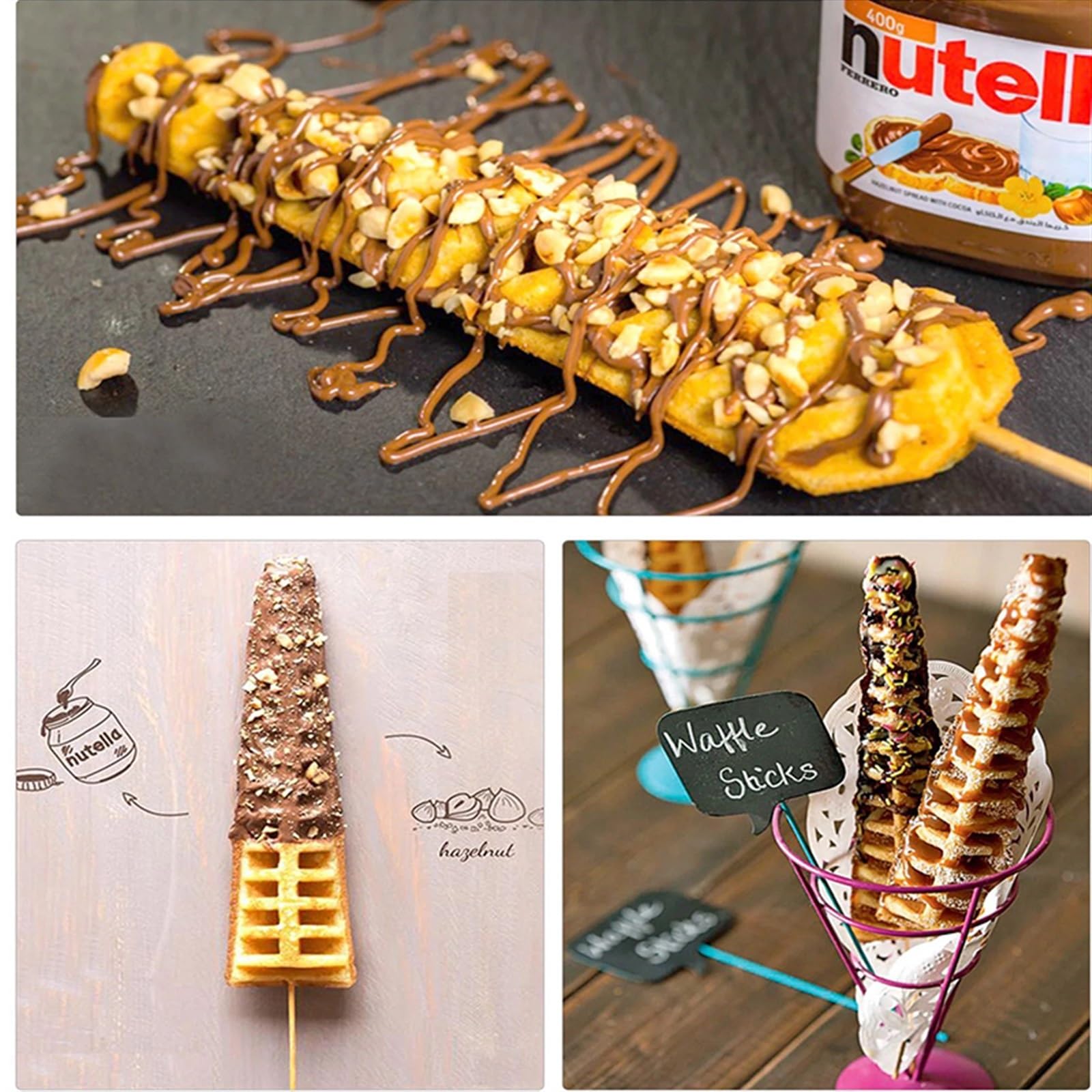 Frytkownice, Elektryczna gofrownica Gaufriers dwustronne ogrzewanie maszyna do pieczenia naleśników Hot Dog kiełbasa Grill Baker gofry przekąski