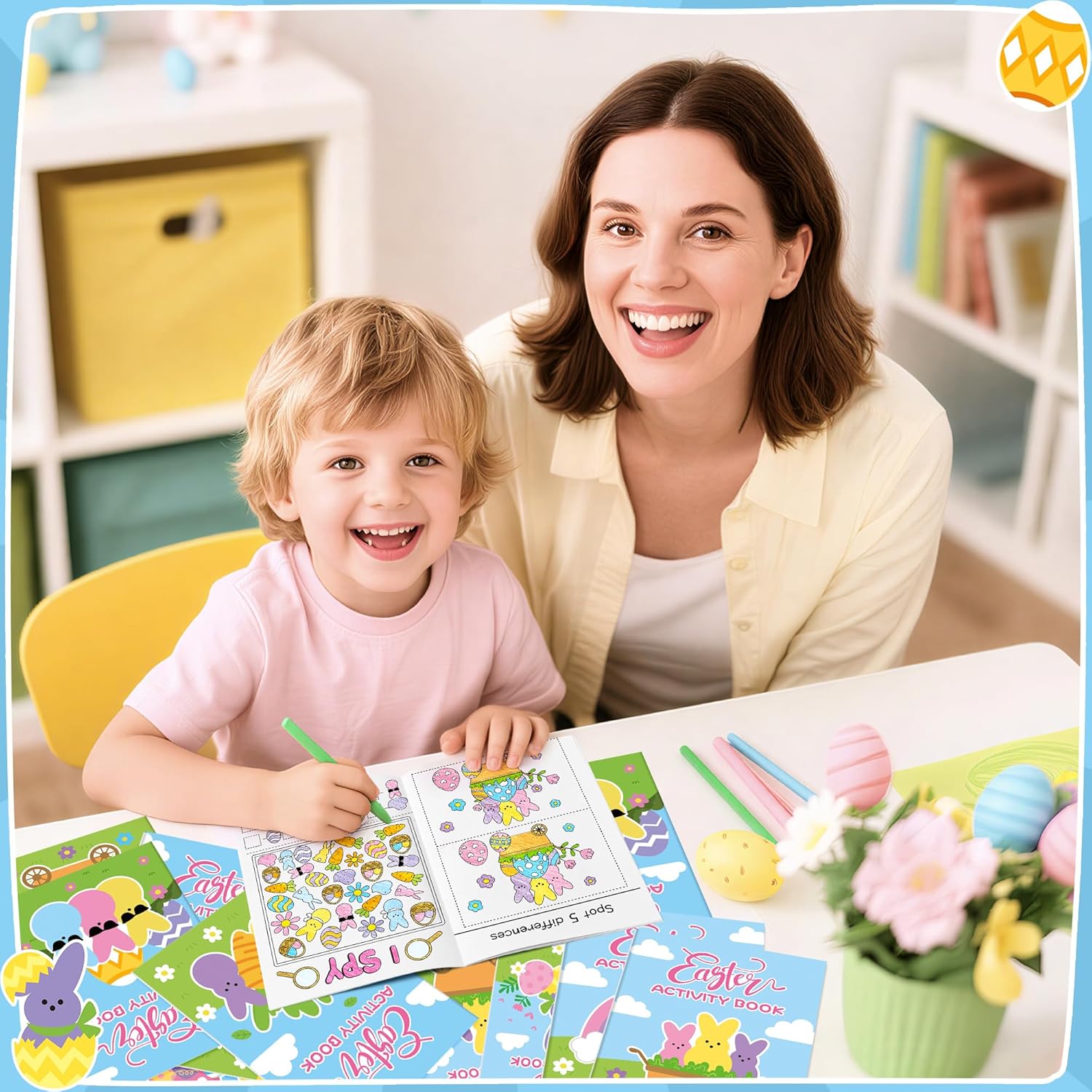 Easter Bunny Activity Books for Kids - 24Pcs Happy Easter Mini Games Coloring Book Set Rabbit Theme Bulk Mazes Word Search Word Scramble Games for School Classroom Spring Holiday Party DIY Favor