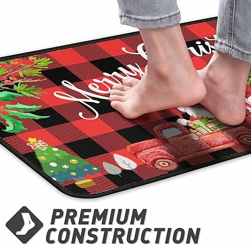 Miniatura 8 de 2 piezas de alfombras y tapetes de cocina de Navidad para el suelo con respaldo antideslizante Alfombras de Navidad para la decoración de la cocina