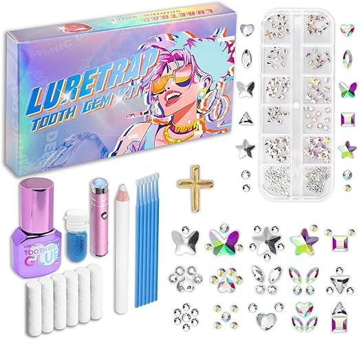 40 Pieces Brilliant Crystal Tooth Gem Kit for DIY Sparkling Smile Jewelry Making Kits
