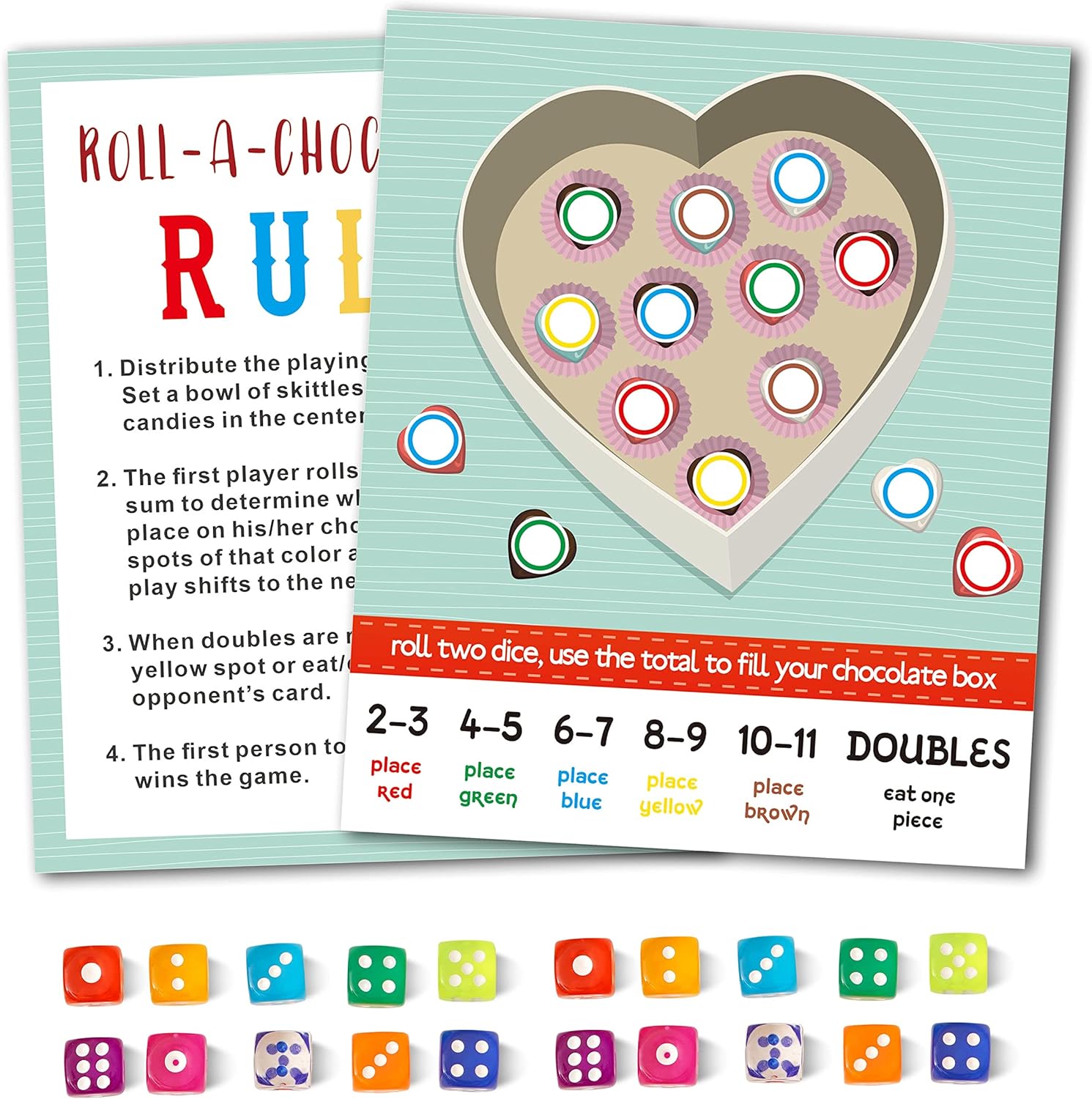 Mumeed HeartShaped Roll The Dice Game, Kids Table Game, Candy Dice Game, Valentine