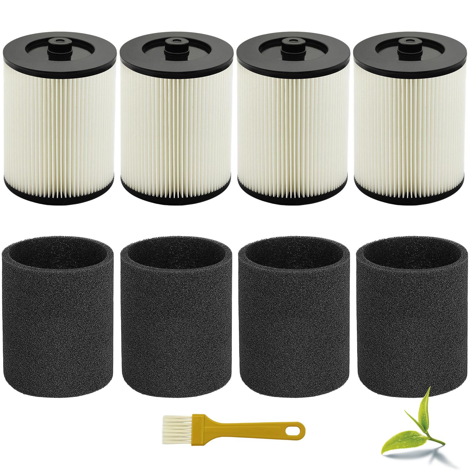 Universal 9 17816 Replacement Filter Fits Craftsman Shop Vacuum 5 Gal, 1992+ 6 Gallon& 1988+ 8,12,16,32 Gallon, Replaces Red Stripe Cartridge for Craftsman Wet Dry Vac with 2x Foam Sleeve