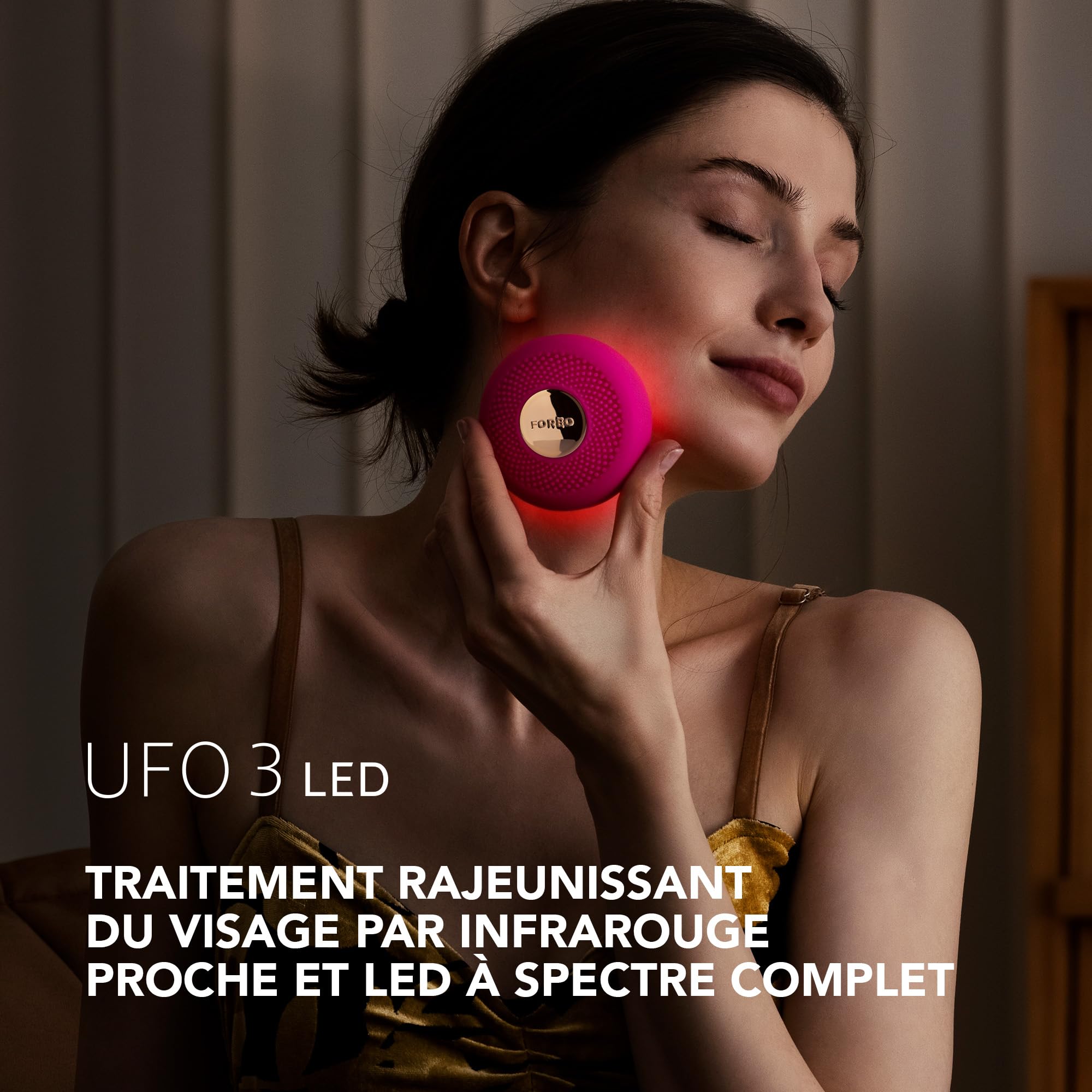 Set FOREO to Lovely UFO 3 LED - Appareil visage + 14 masques activés par UFO + IRIS C-Concentré crème yeux 15ml - Crème hydratante visage - Luminothérapie LED spectre complet, NIR et lumière rouge