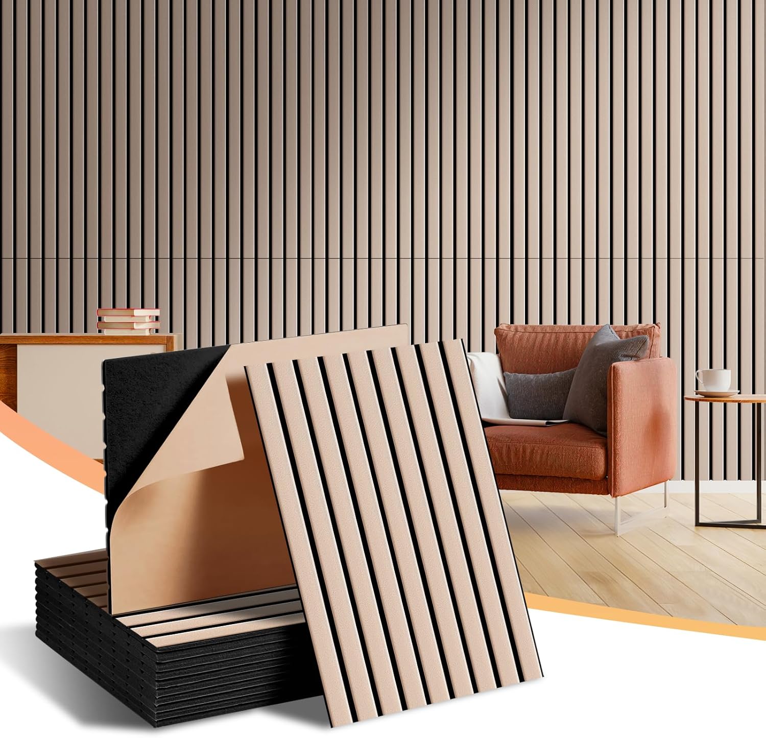 24 Pack Large Acoustical Wall Panels, Sound Proof Panels for Wall, 16 x 12 x 0.4 Inches Self-Adhesive Acoustical Soundproof Panels,Acoustic Treatment for Home Office Recording Studio Camel 24 Pack 16 x 12 x 0.4 Inches Camel