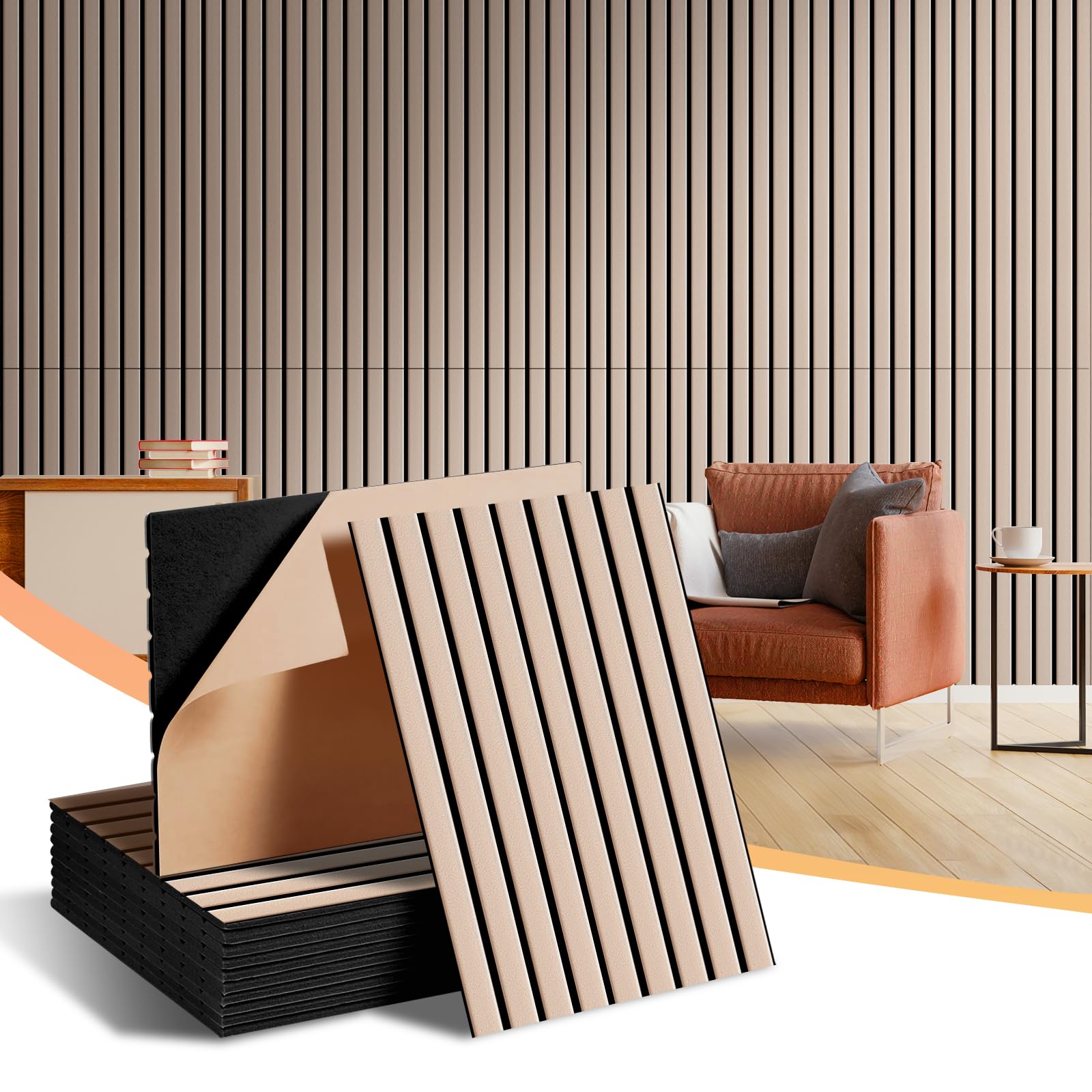 Photo 1 of Acoustic Panels 24 Pack: 32 Sq Ft Coverage - Self-Adhesive 3D Soundproof Tiles for Walls, 16x12 Inch, Home Theater & Studio Treatment (Camel)