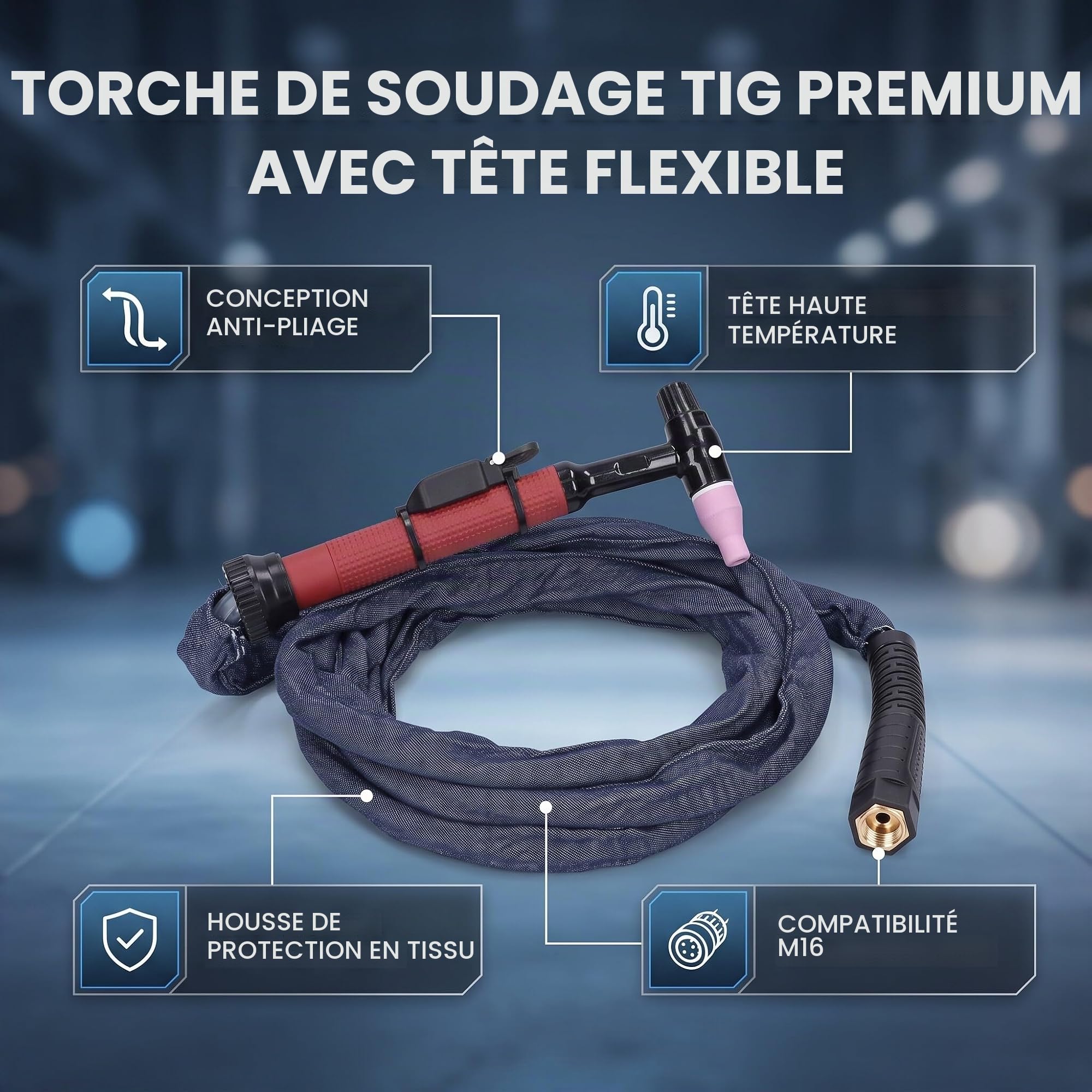 Kit de Torche de Soudage TIG 3.7M Torche de Soudage Pistolet de Soudage TIG avec Buses pour Machine de Soudage à L'arc à L'argon QQ150
