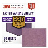 3M Pro Grade Precision Faster Sanding Sheets, 220 Grit, 11 x 9 in (20 Pack) – view 1